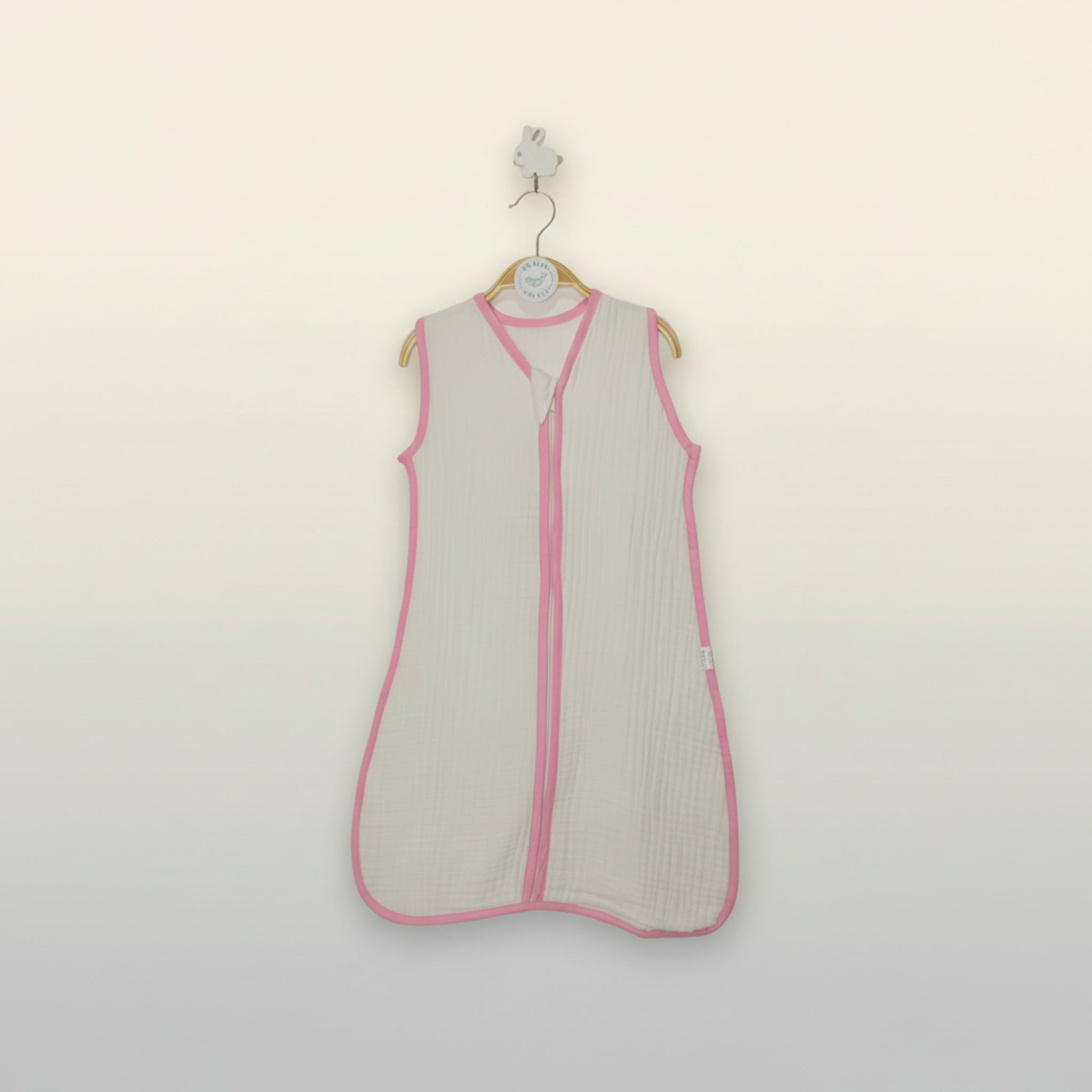 White with pink Muslin Sleeping Bag image 0