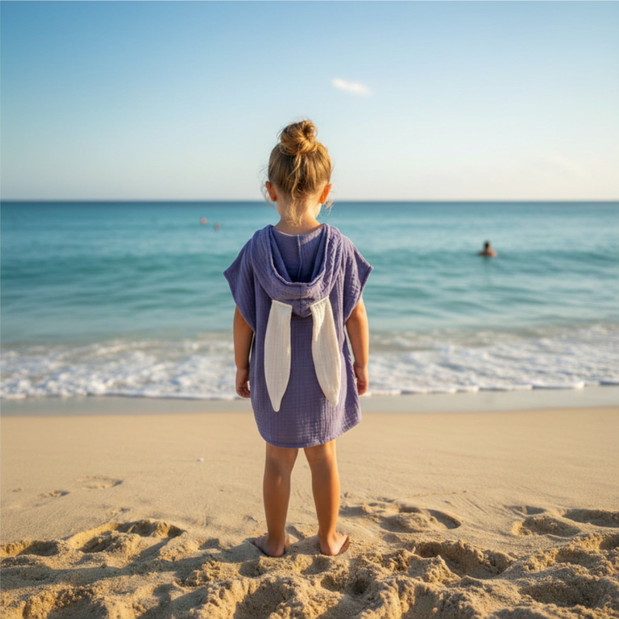 Purple rabbit cotton muslin beach poncho image 0