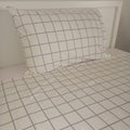 White with grey squares single bed set (2 pieces) image 0