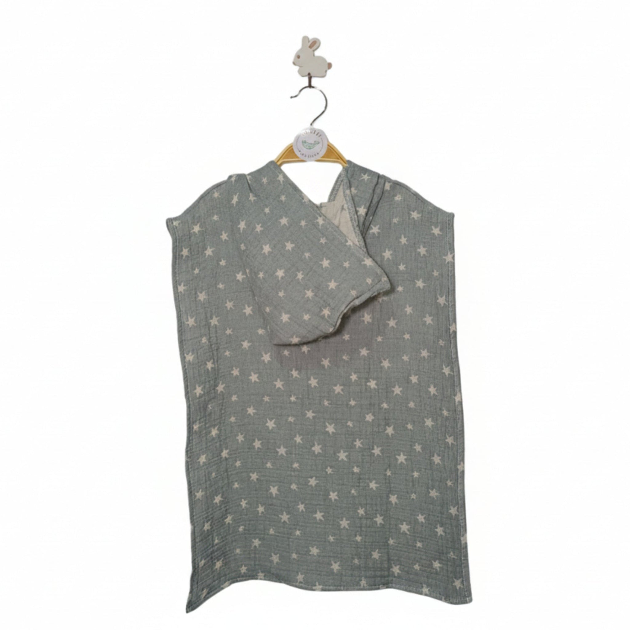Blue stars cotton muslin beach poncho image