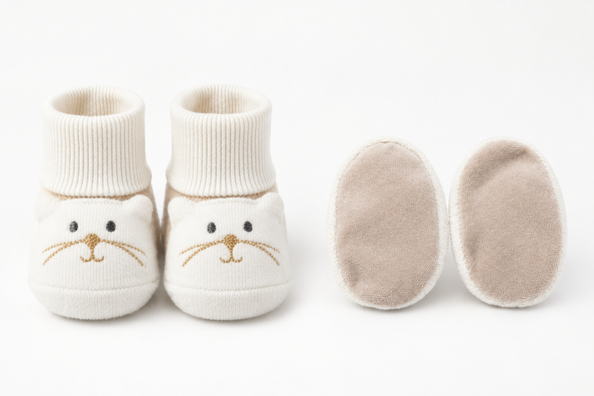 Bear Pattern Baby Booties