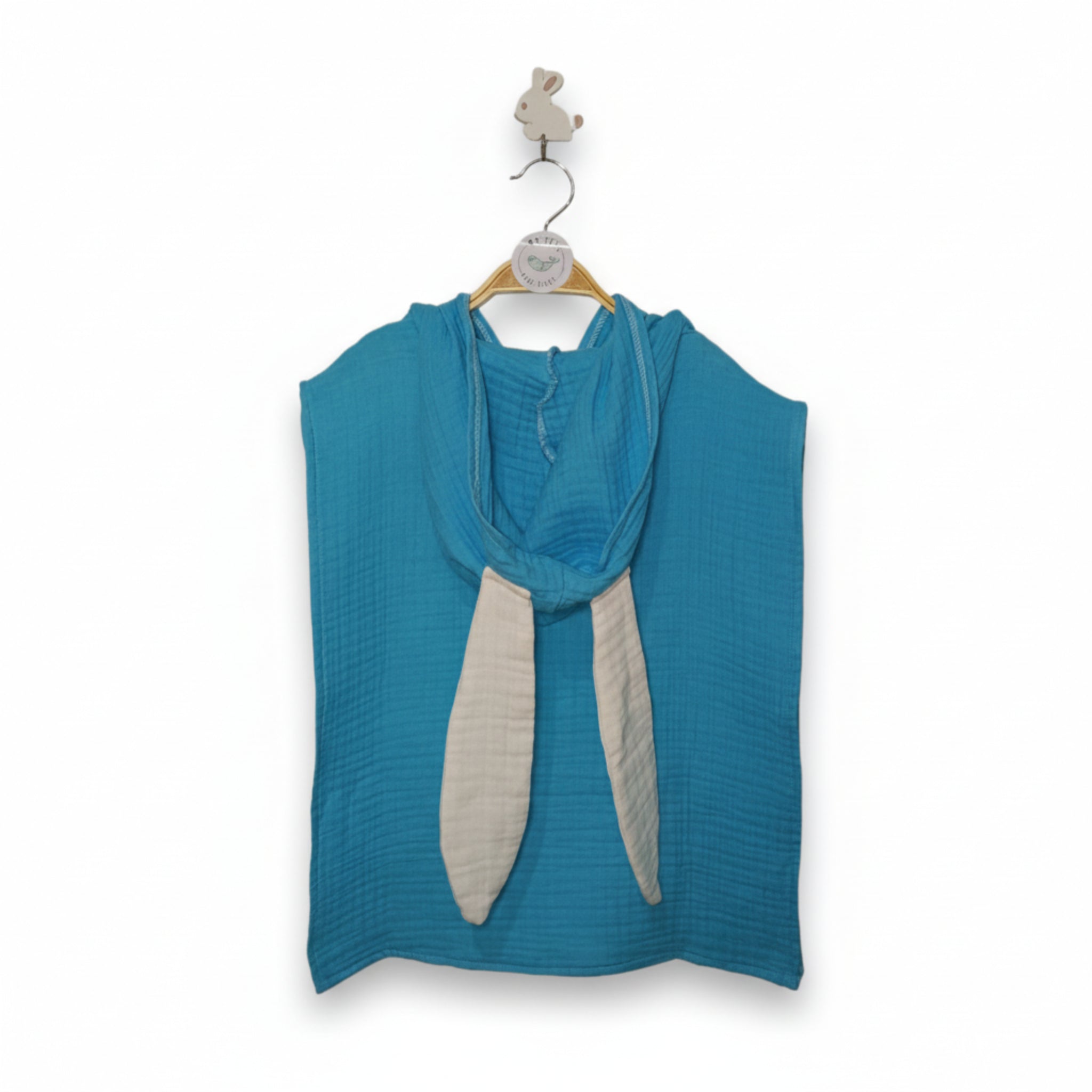 Electric Blue rabbit cotton muslin beach poncho image