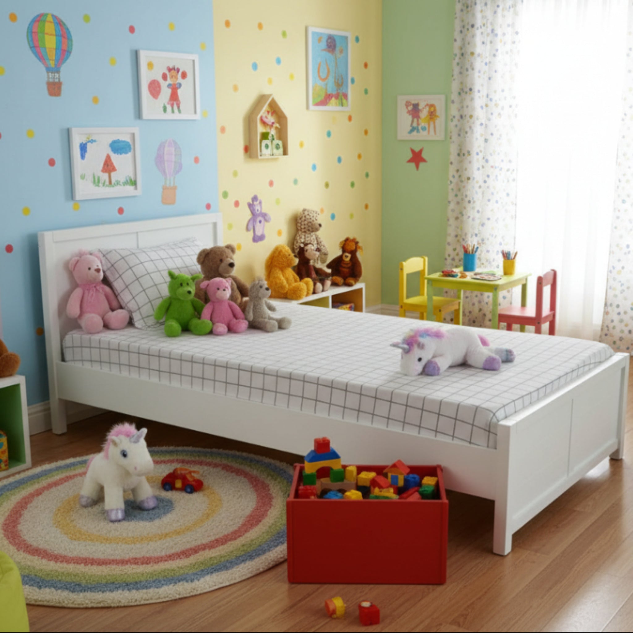 White grey squares single bed fittedsheet image 0