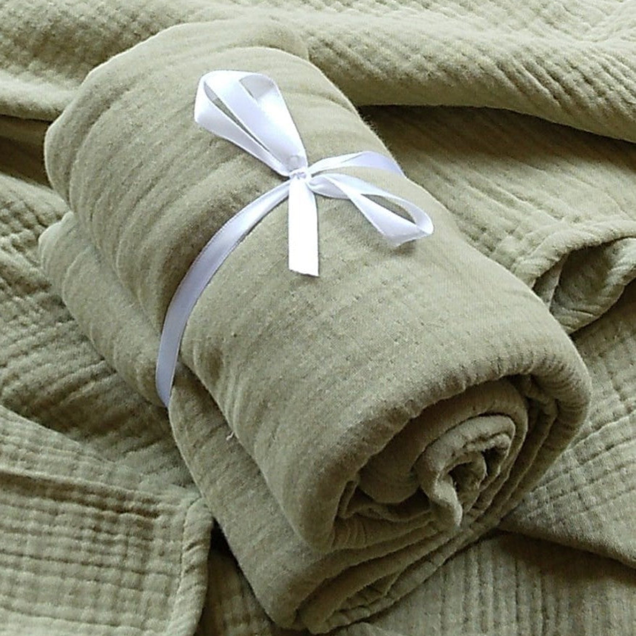 Crib Muslin Blanket Solid Color - Olive image