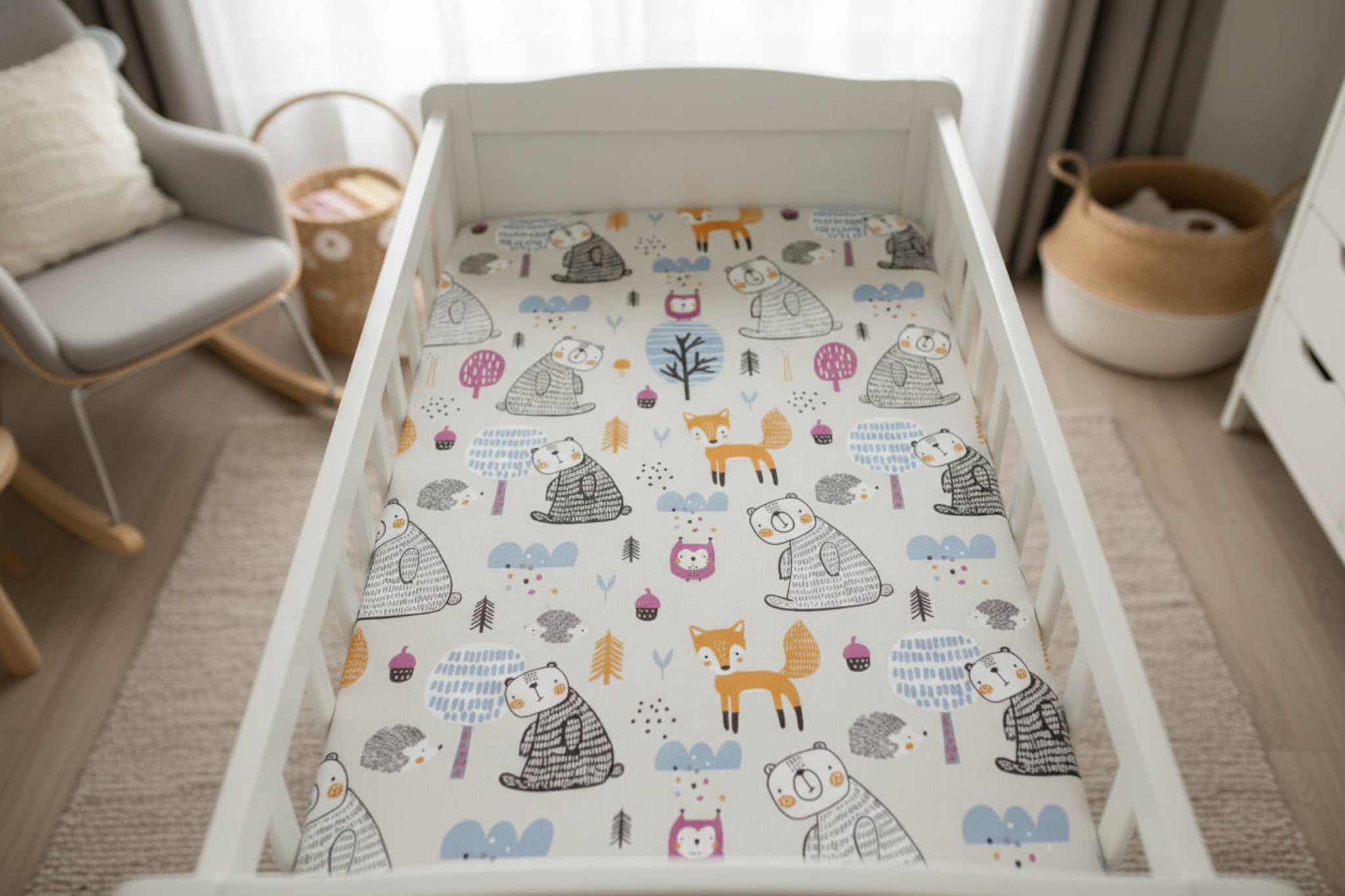 Pack of three Next2me Fittedsheets - Grey bear image