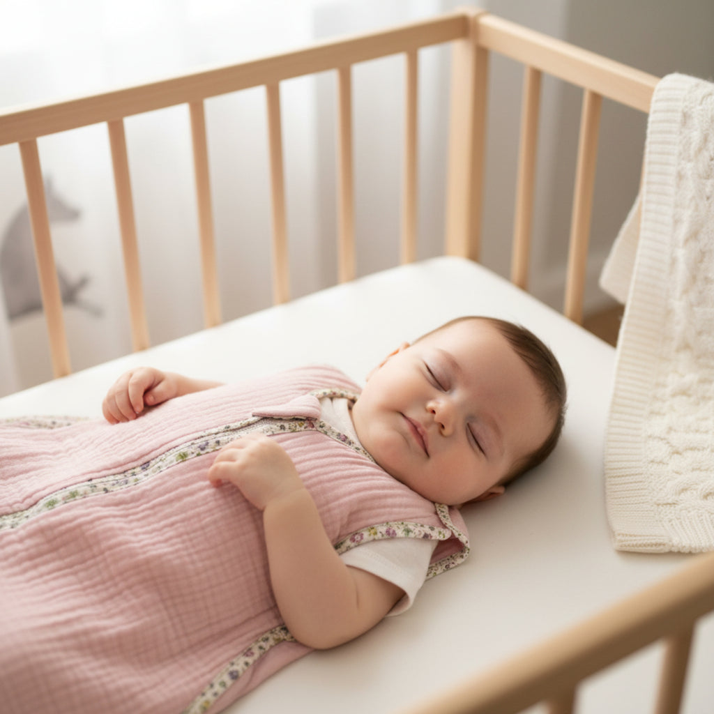 Pink with butterflies Muslin Sleeping Bag - 0-6 months image