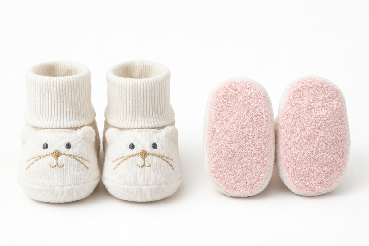 Bear Pattern Baby Booties