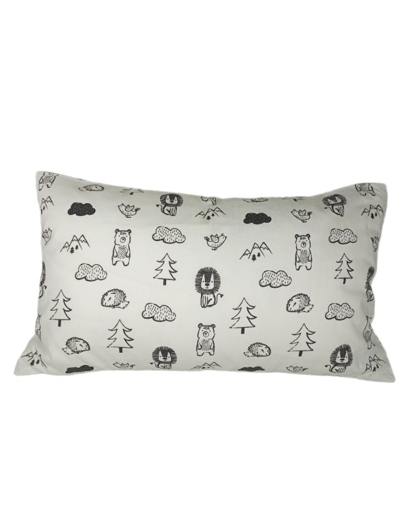 White and black animals crib pillowcase image 0