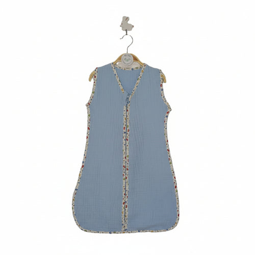 Blue with butterflies Muslin Sleeping Bag - 0-6 months image