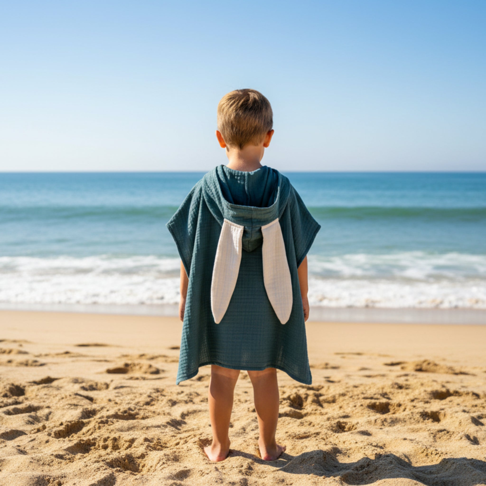 Denim rabbit cotton muslin beach poncho image 0