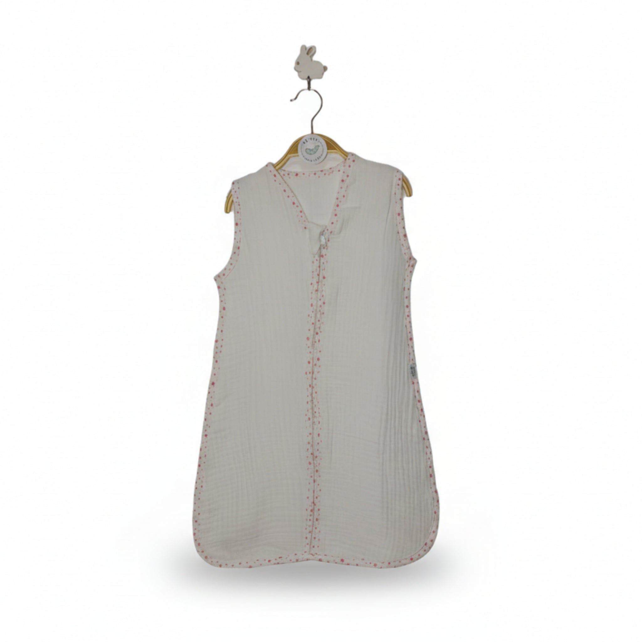 White with pink stars Muslin Sleeping Bag image 0