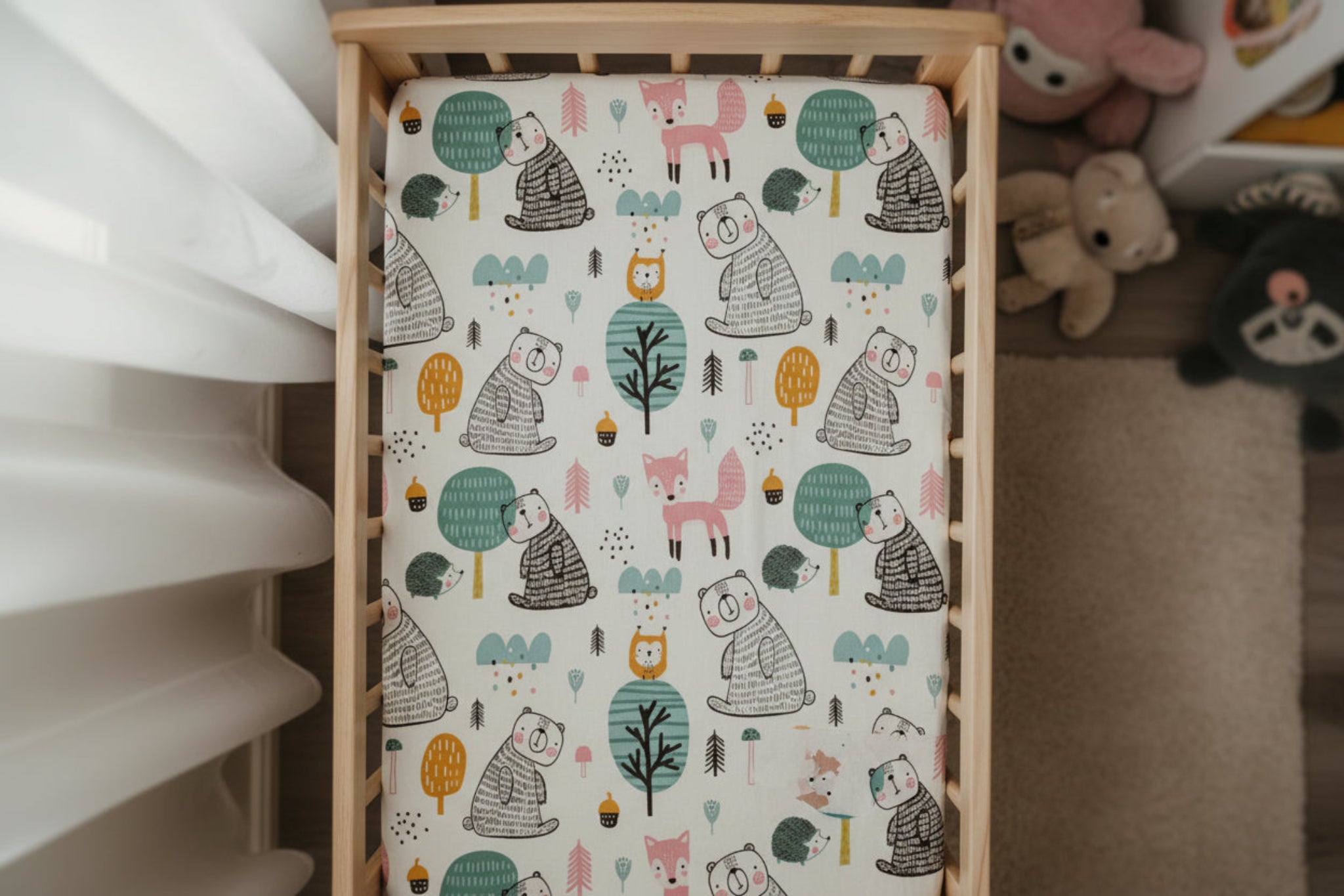 Pack of three Next2me Fittedsheets - Pink bear image