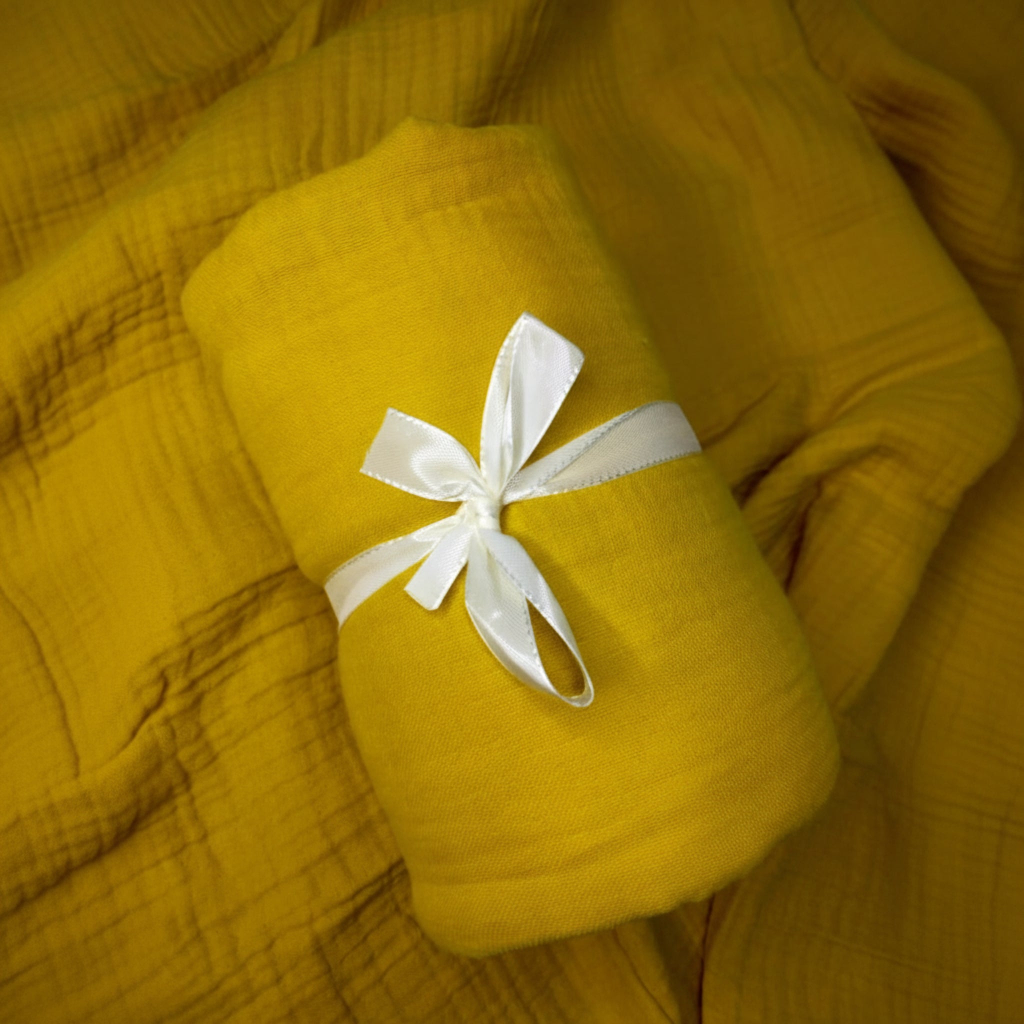 Crib Muslin Blanket Solid Color - Mustard image
