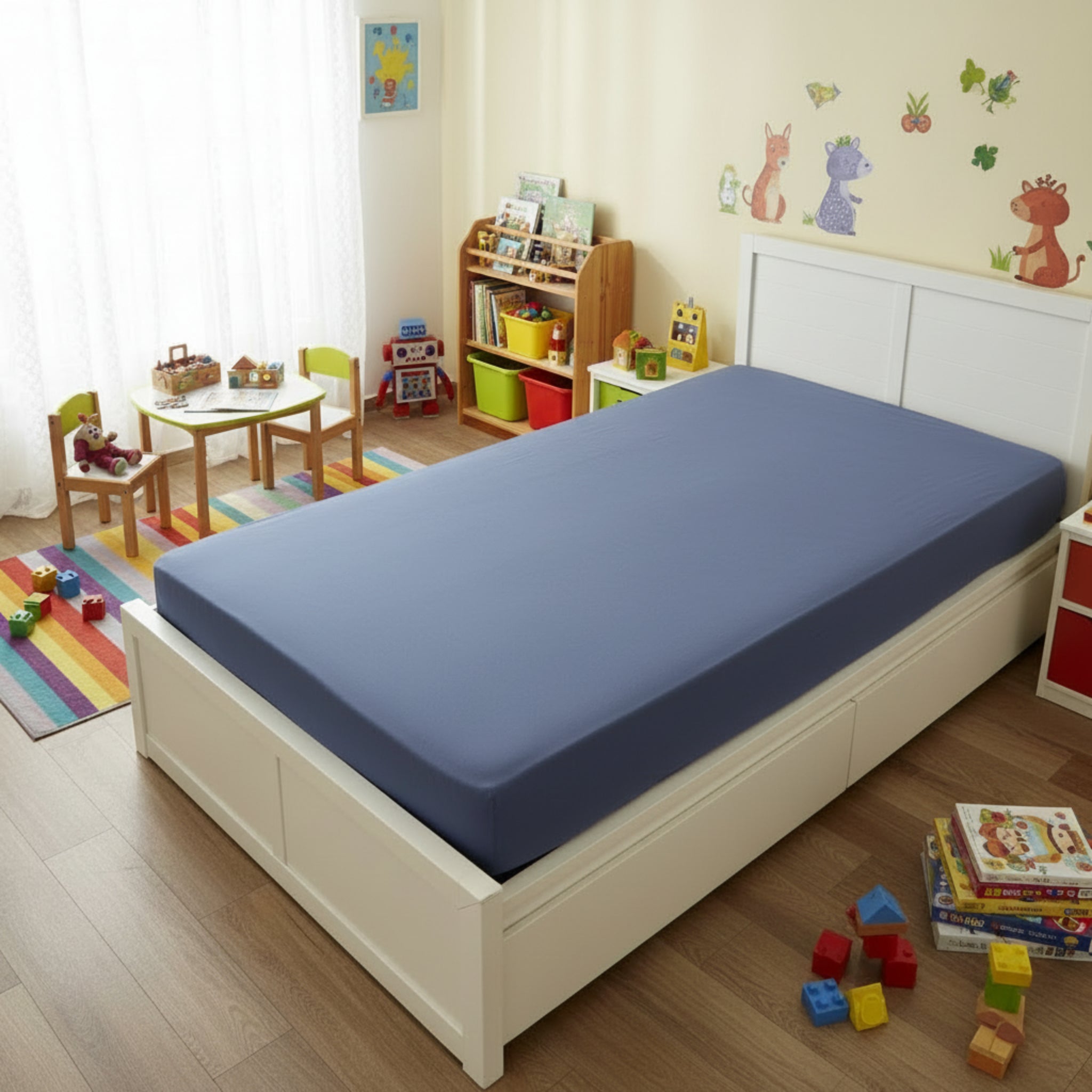 Dark blue single bed fittedsheet image 0