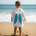 White rabbit with blue ears cotton muslin beach poncho image 0
