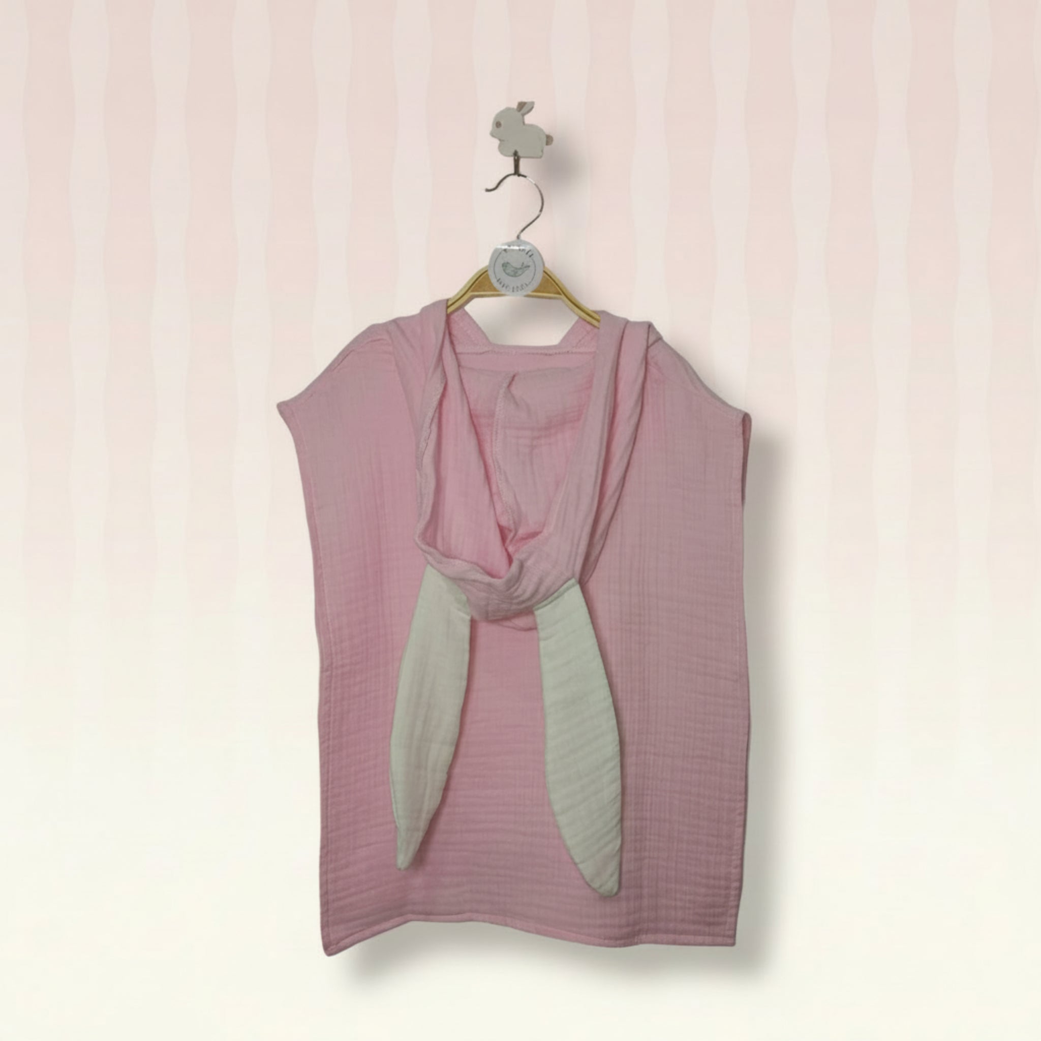 Pink rabbit cotton muslin beach poncho image 0