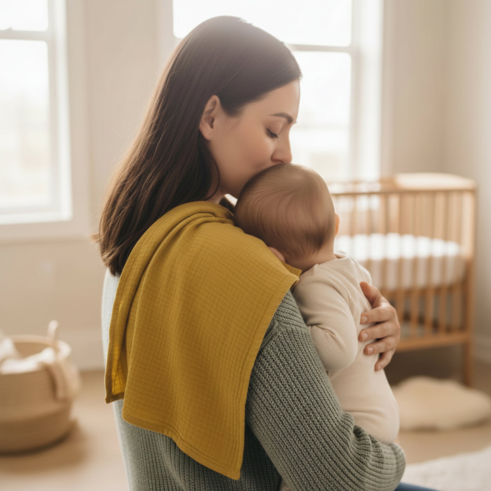 Yellow multi muslin burp cloth image 0