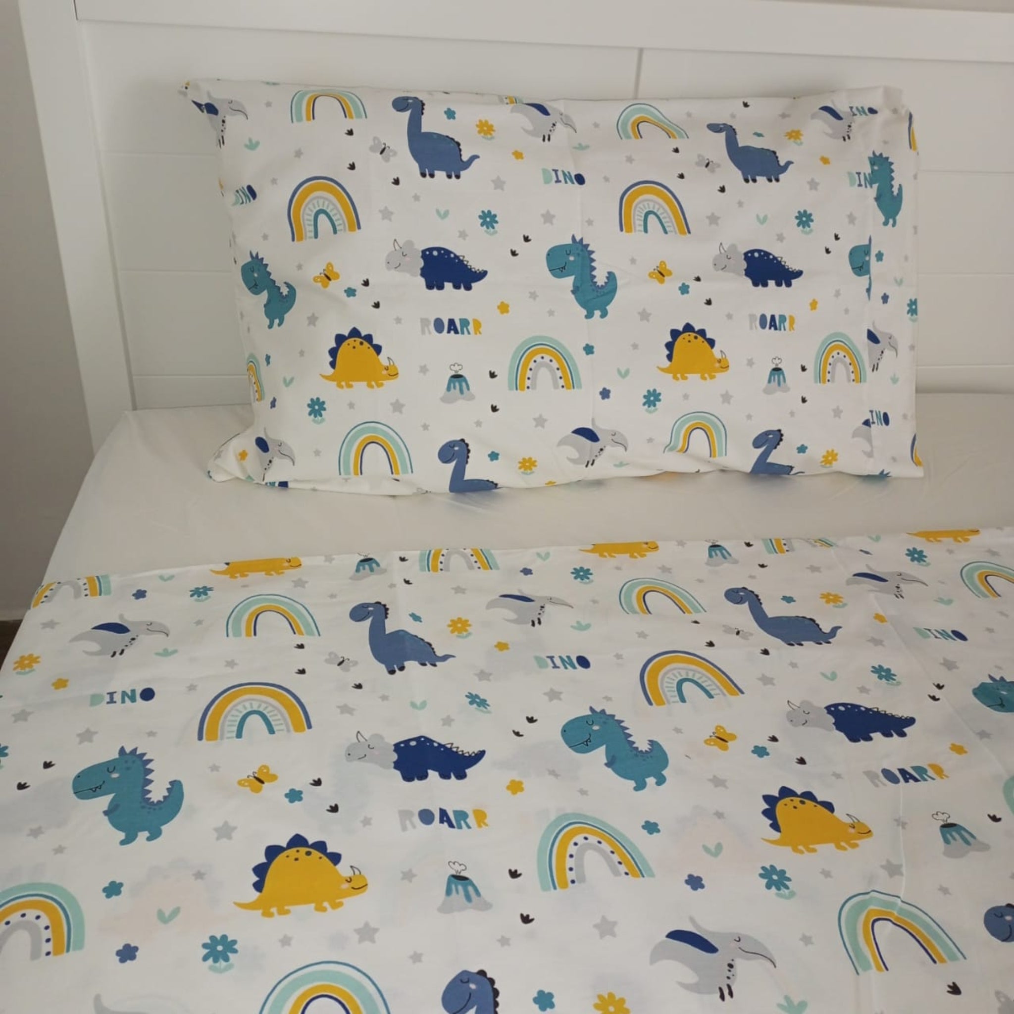 Dreamy Dino-Blue single bed set (2 pieces) image 0