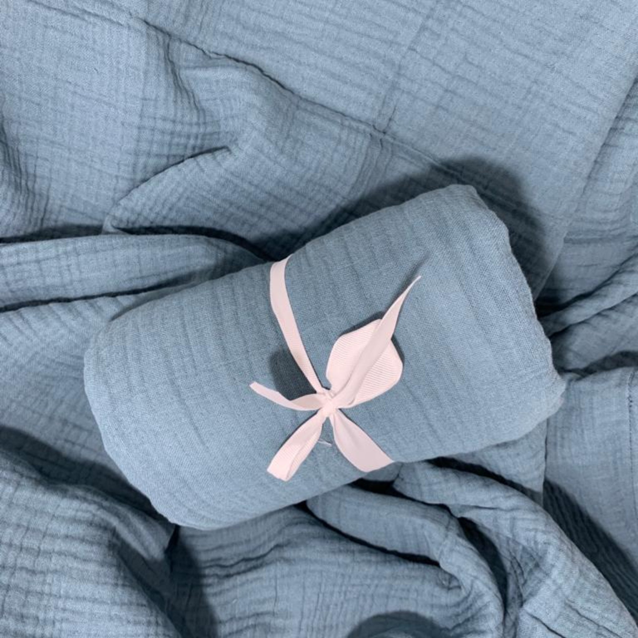 Crib Muslin Blanket Solid Color - Denim Blue image