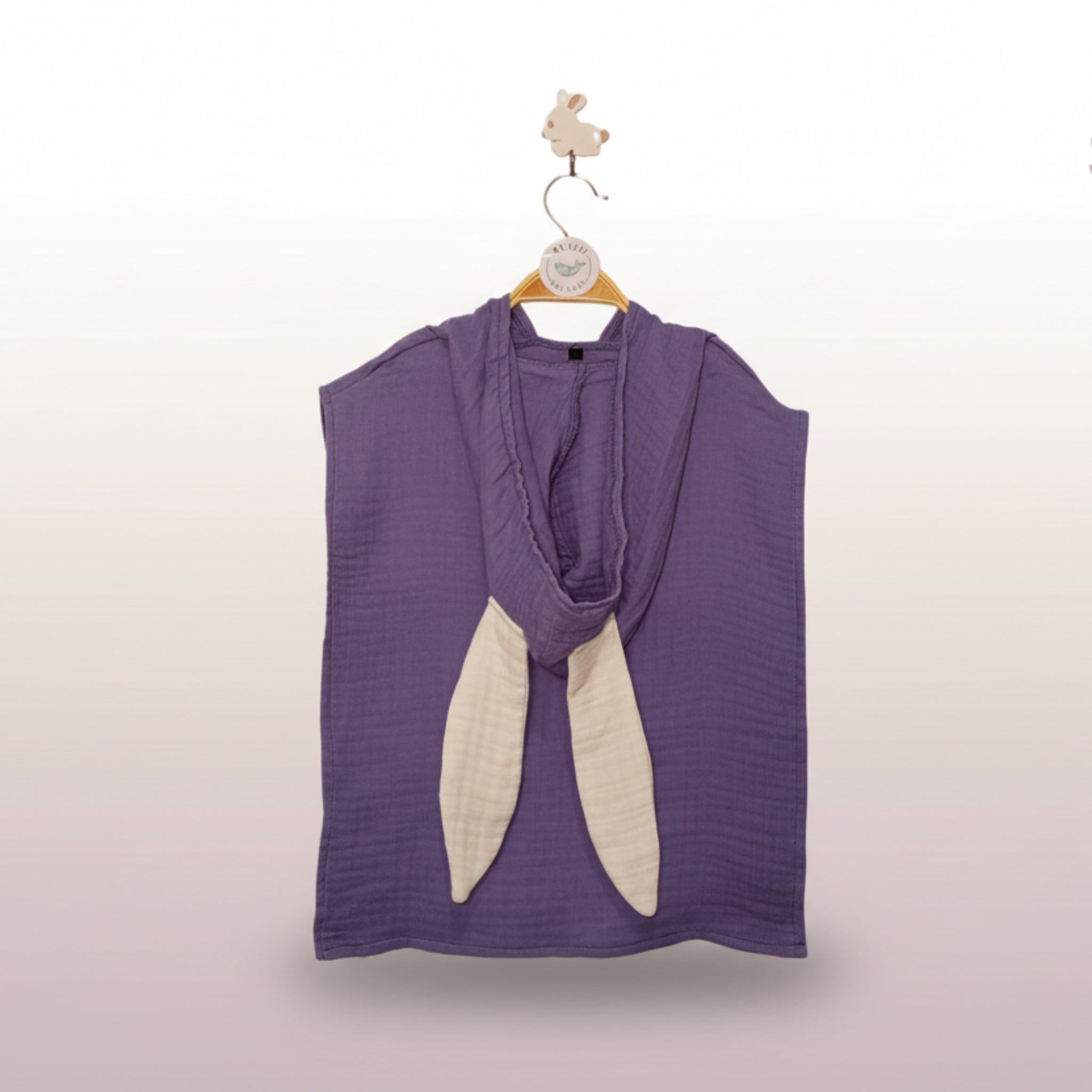 Purple rabbit cotton muslin beach poncho image