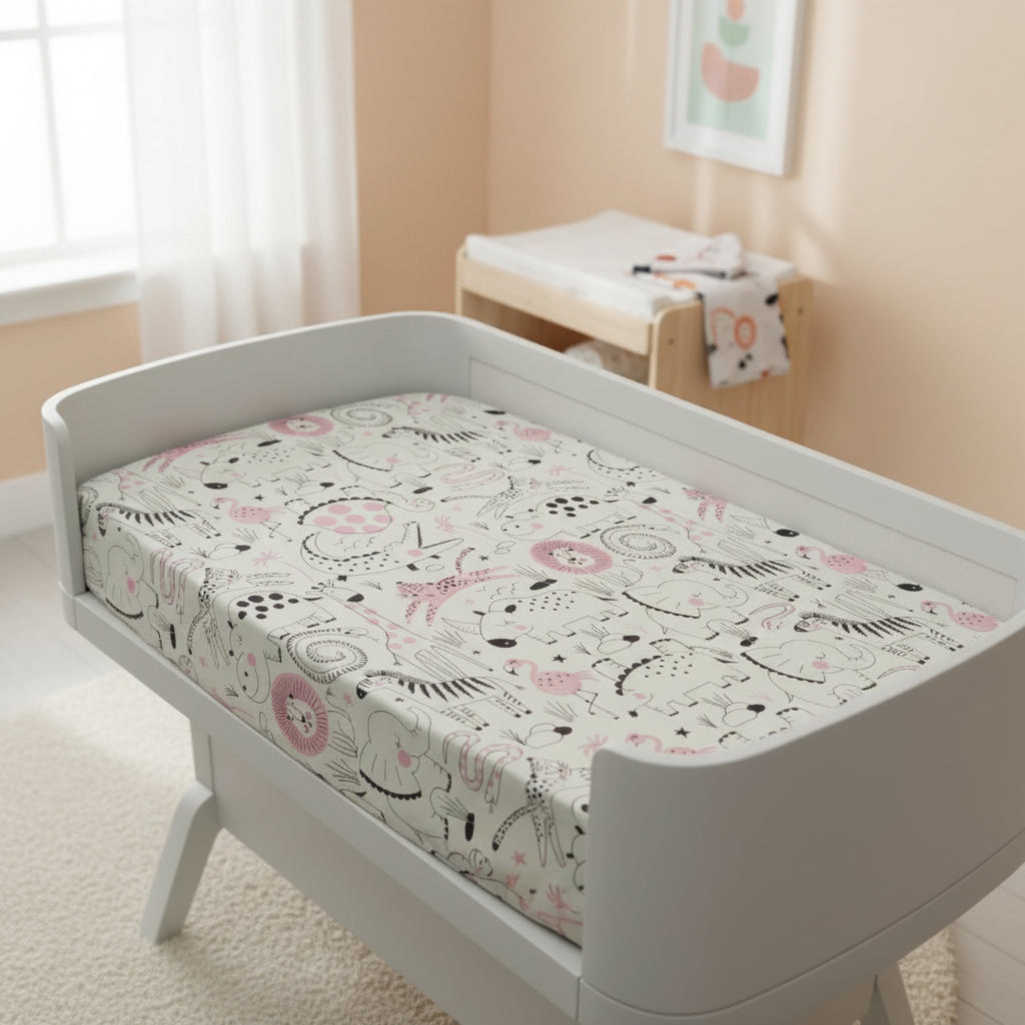 Pack of three Next2me Fittedsheets - Pink flamingo image