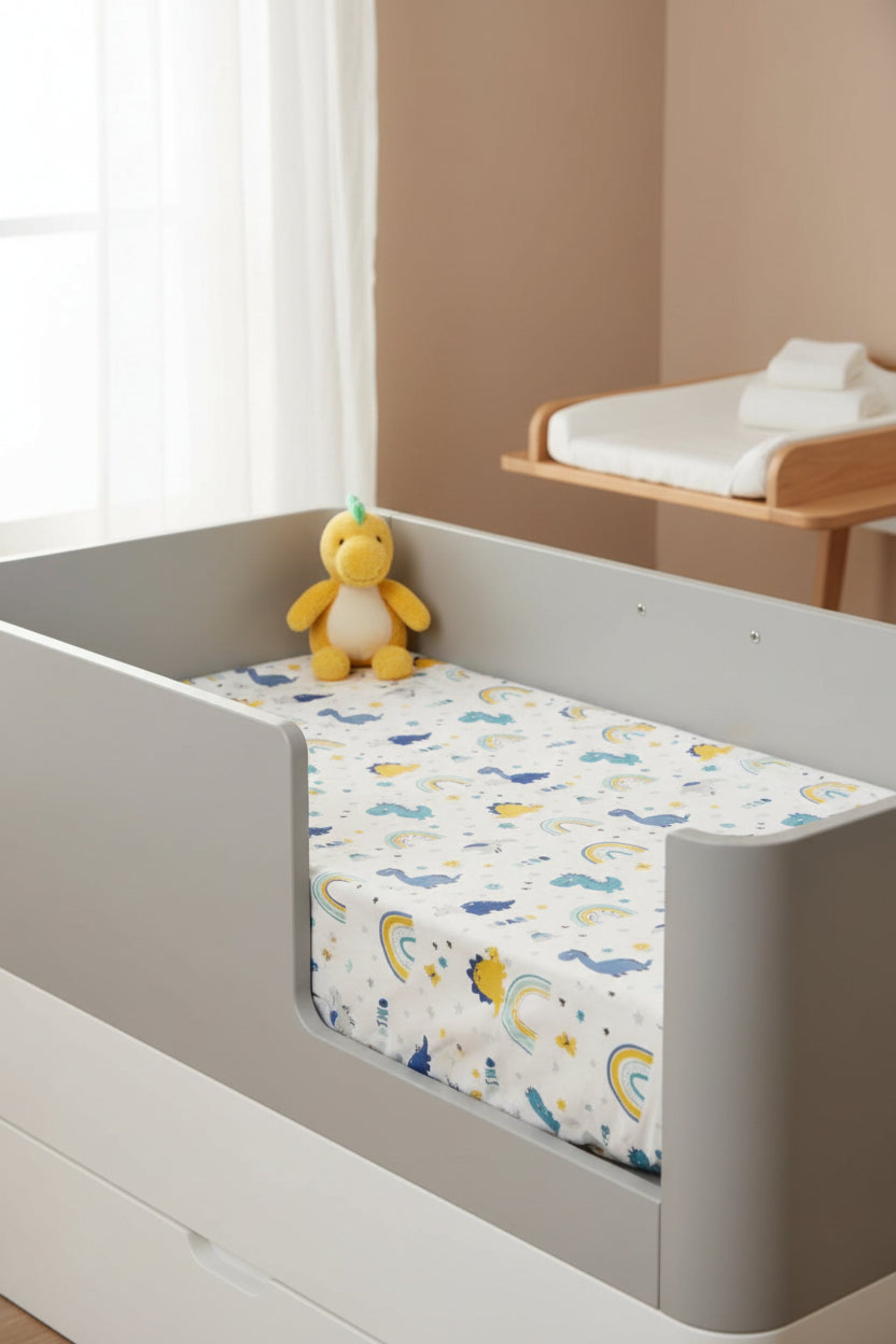 Pack of three Next2me Fittedsheets - Dreamy Dino-blue image