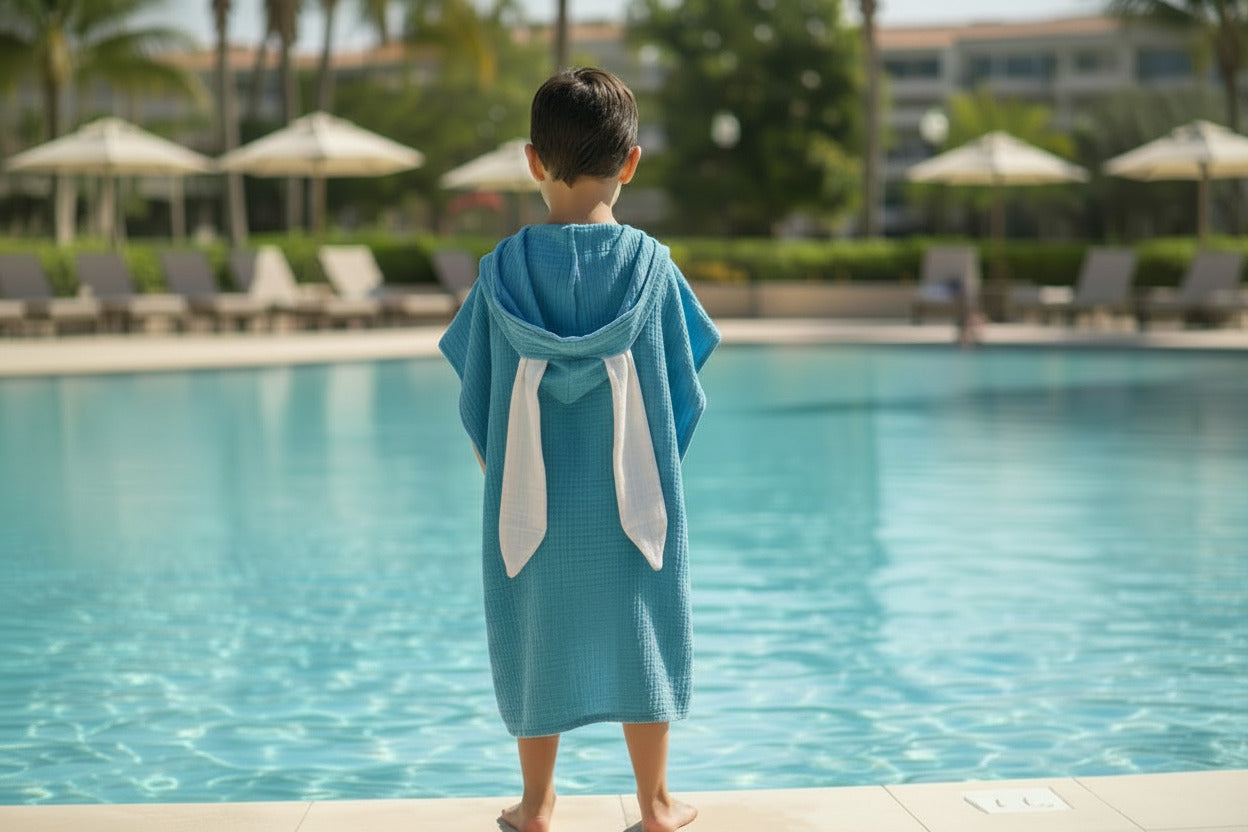 Sky Blue rabbit cotton muslin beach poncho image 0