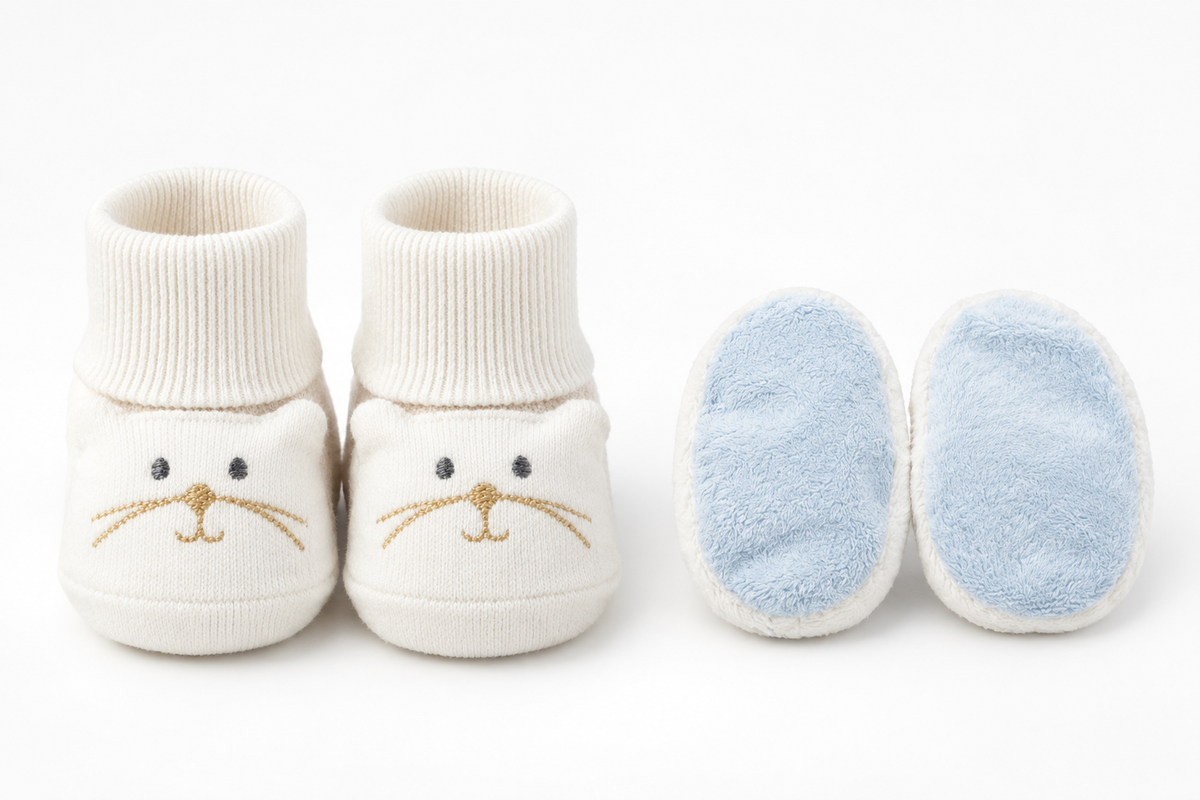 Bear Pattern Baby Booties