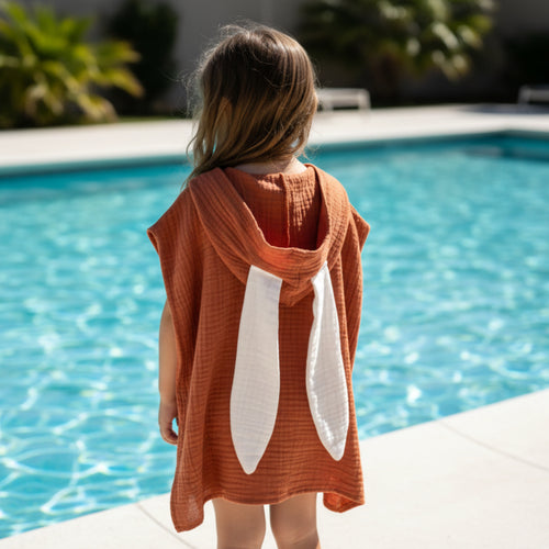 Brown rabbit cotton muslin beach poncho image 0