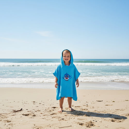 Baby shark cotton muslin beach poncho image 0