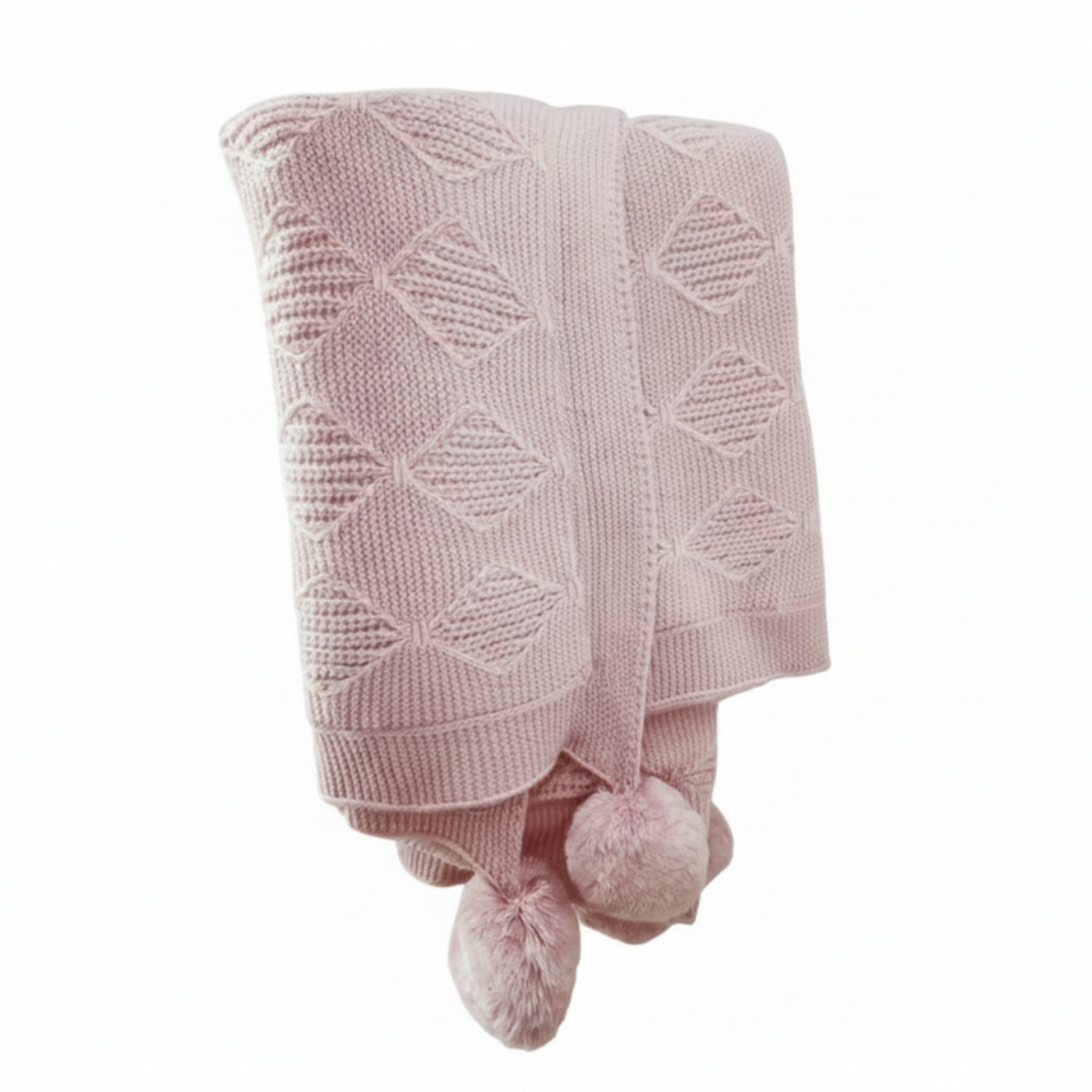 Knitted Blanket With Pom-Pom