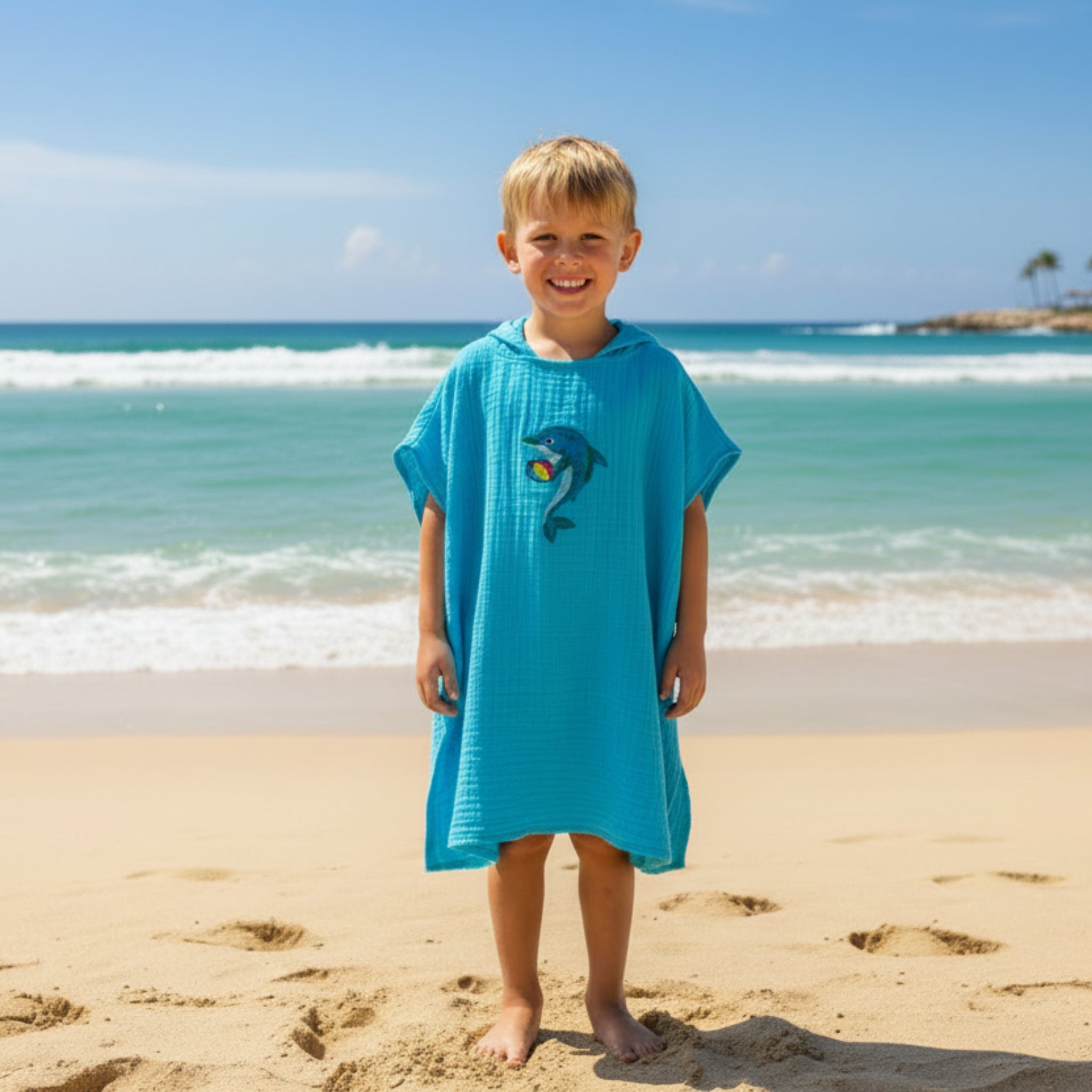 Dolphine cotton muslin beach poncho image