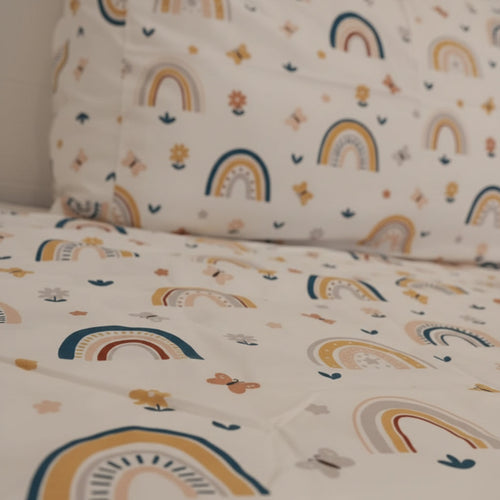 Butterfly and rainbow single bed set (2 pieces) image 1