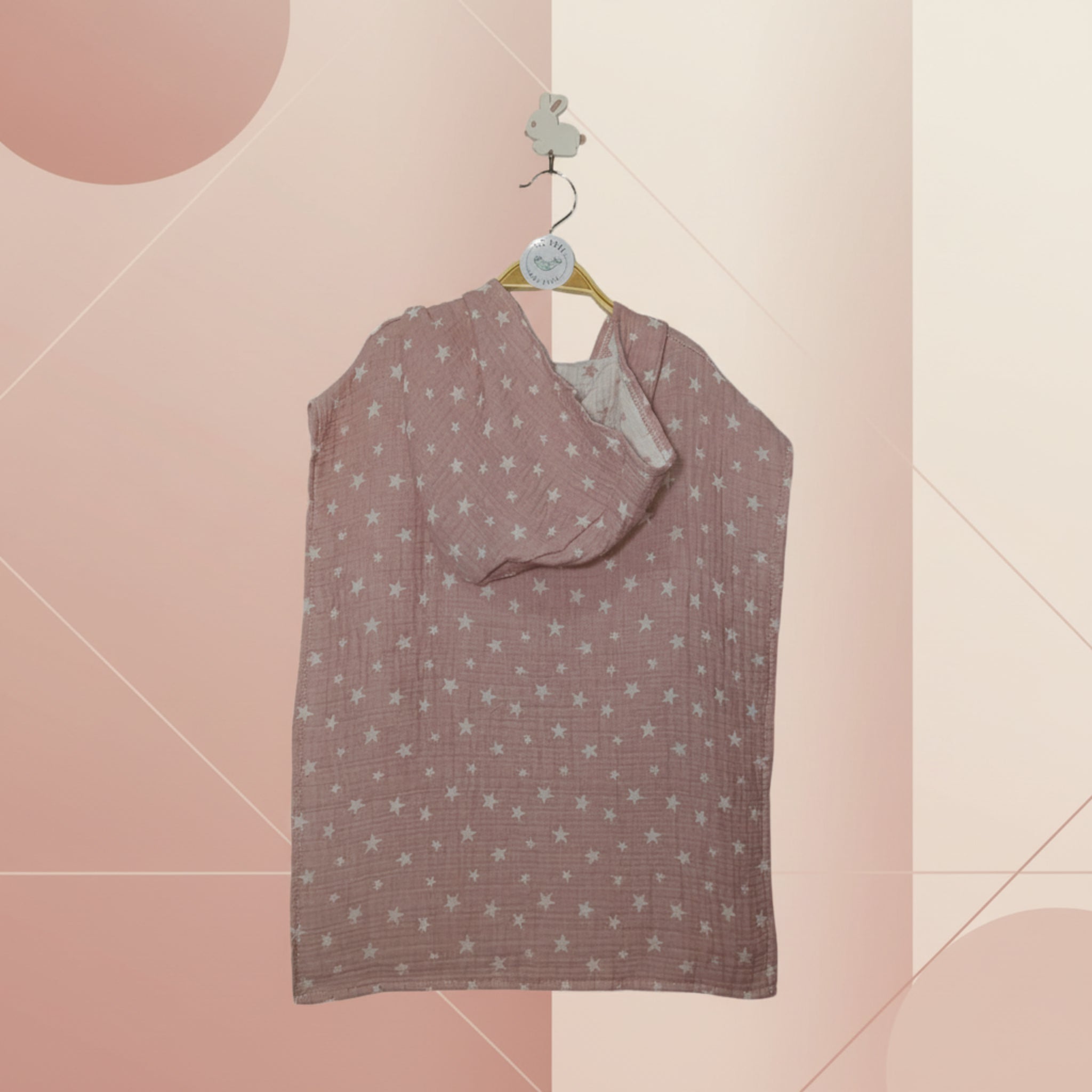 Pink stars cotton muslin beach poncho image