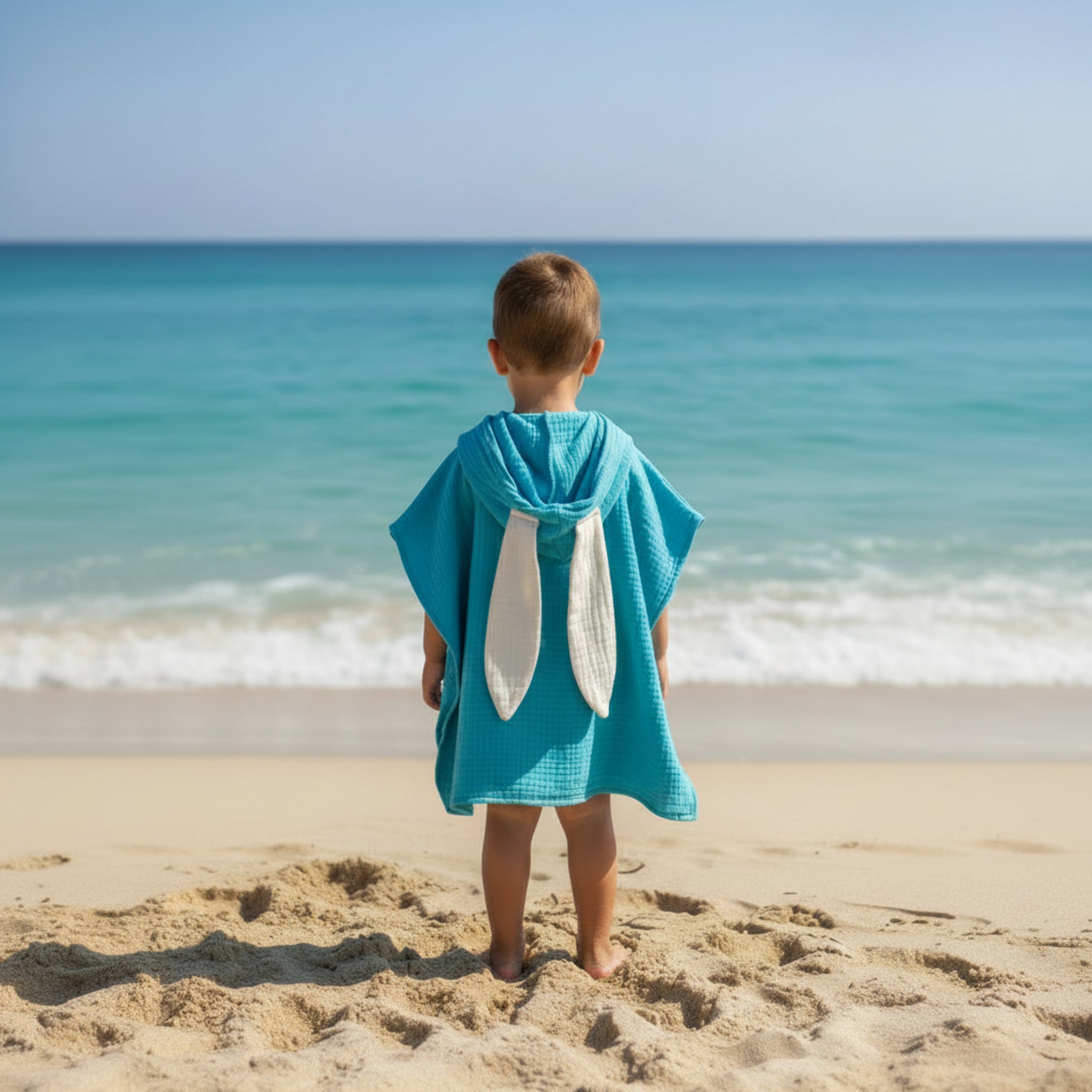 Electric Blue rabbit cotton muslin beach poncho image 0