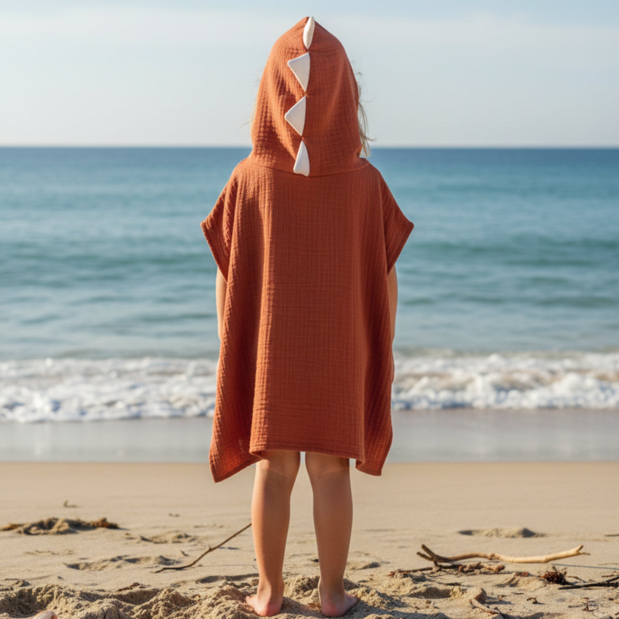 Brown Dino cotton muslin beach poncho image 0