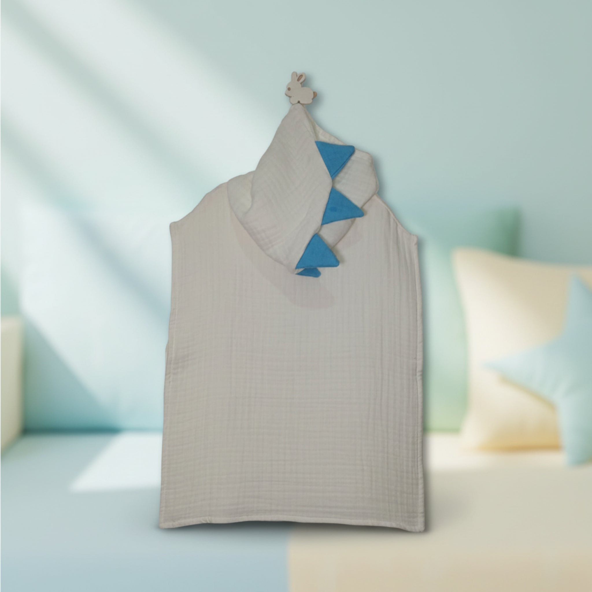 White blue Dino cotton muslin beach poncho image