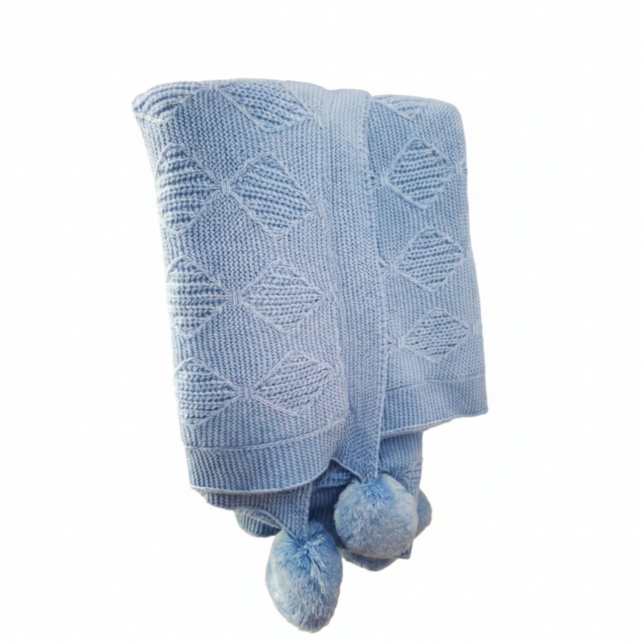 Knitted Blanket With Pom-Pom