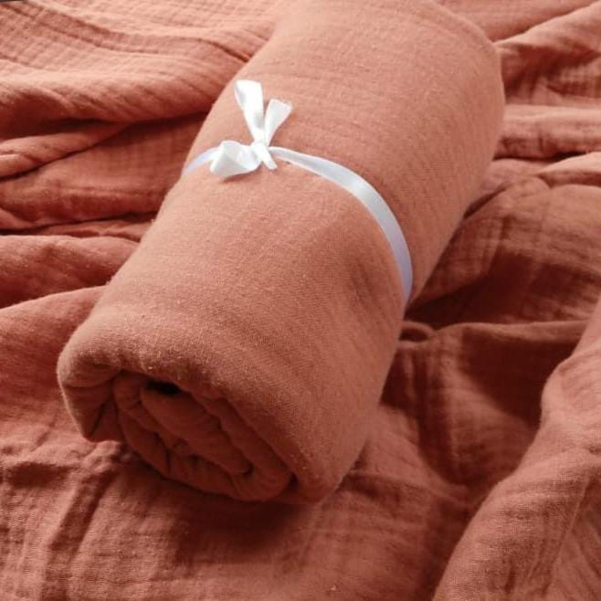 Crib Muslin Blanket Solid Color - Coral image