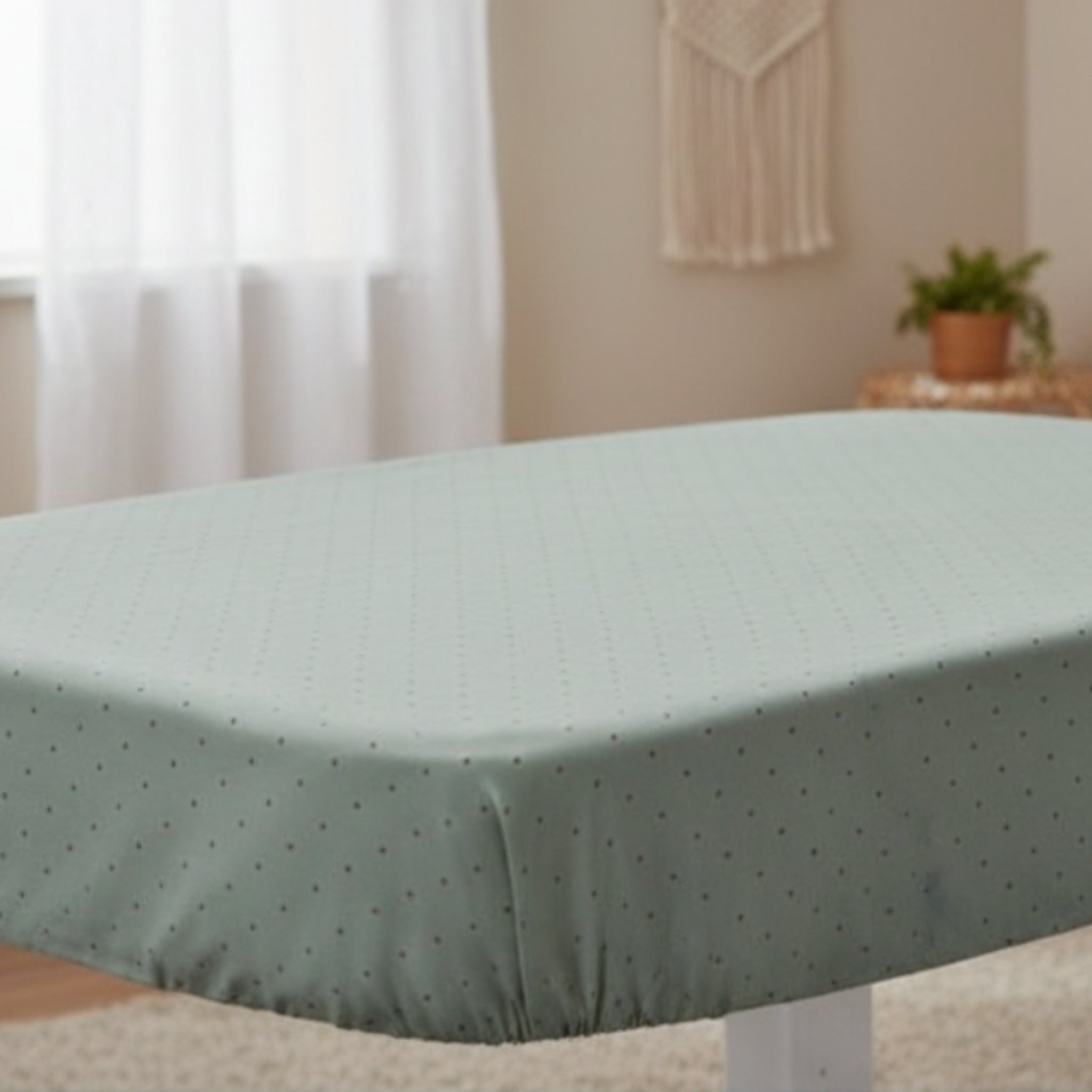 Blue with brown dots next2me fittedsheet image 0