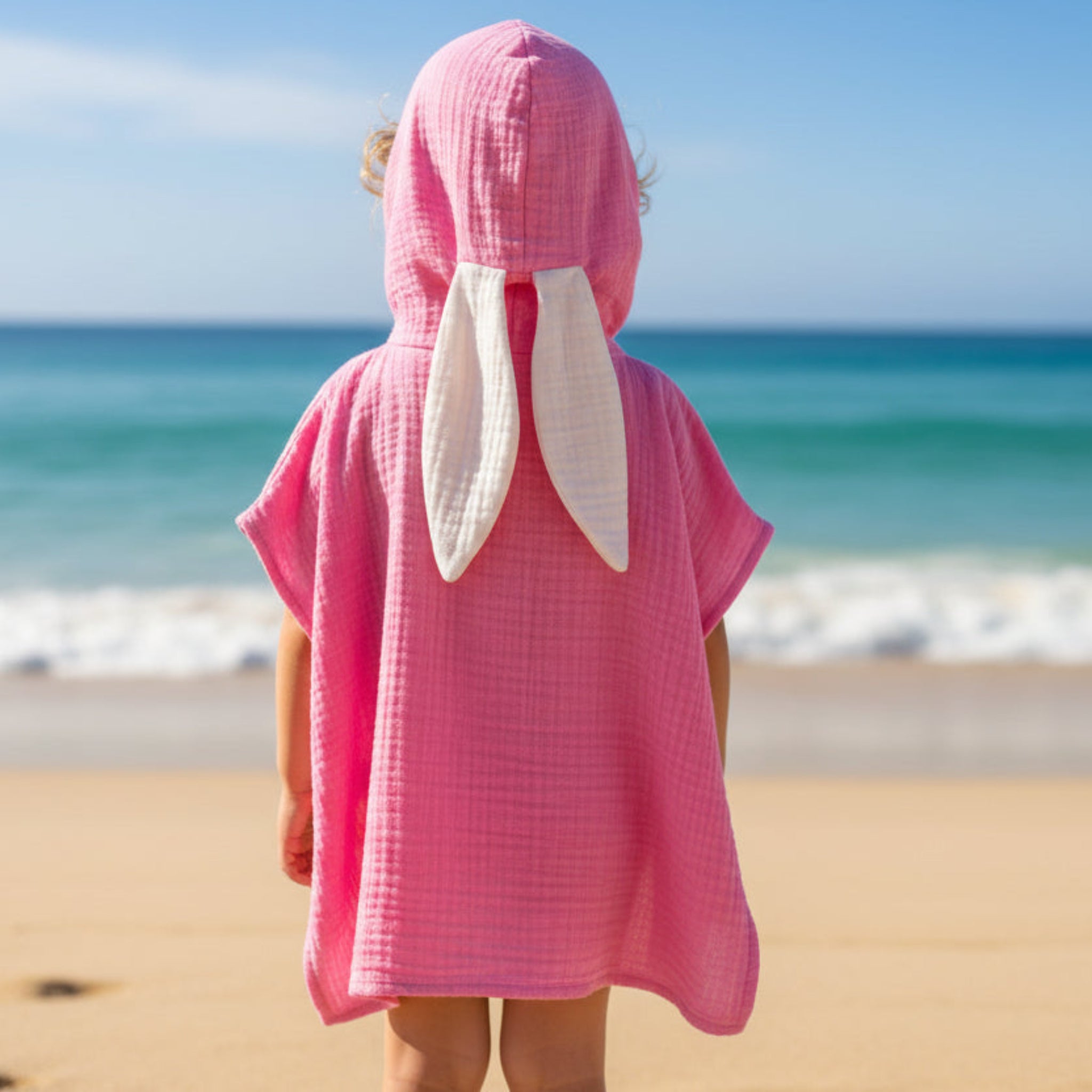 Hot Pink rabbit cotton muslin beach poncho image 0