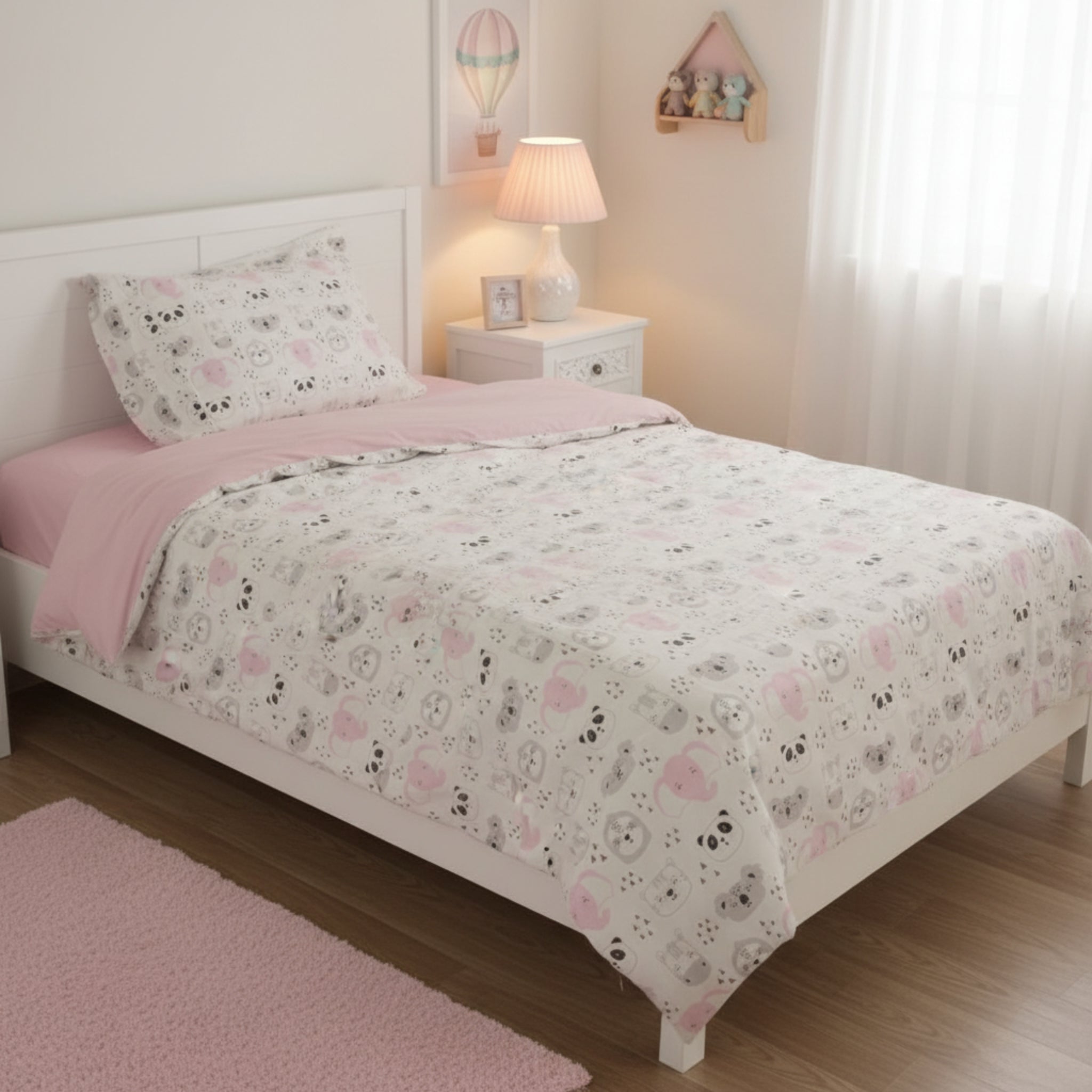 Pink forest friends single bed set (2 pieces) image 0