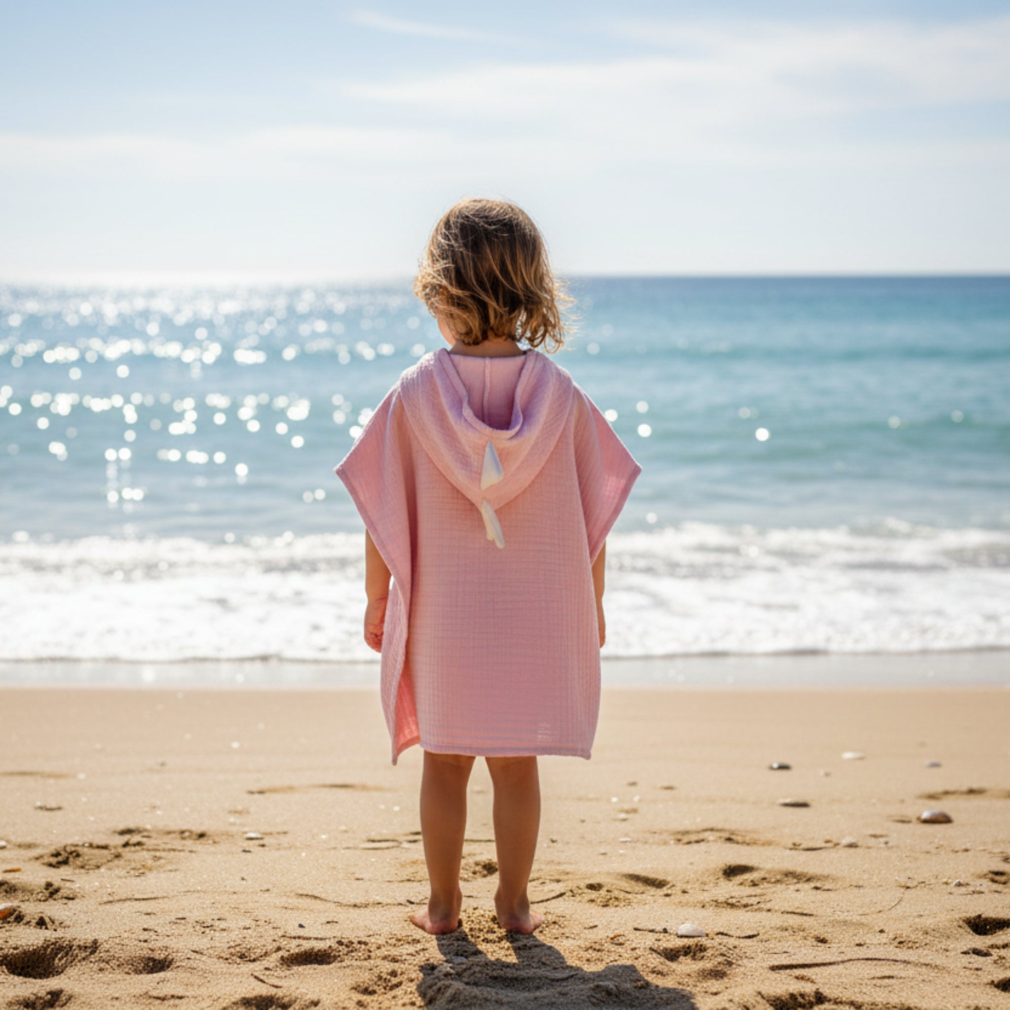 Pink Dino cotton muslin beach poncho image 0