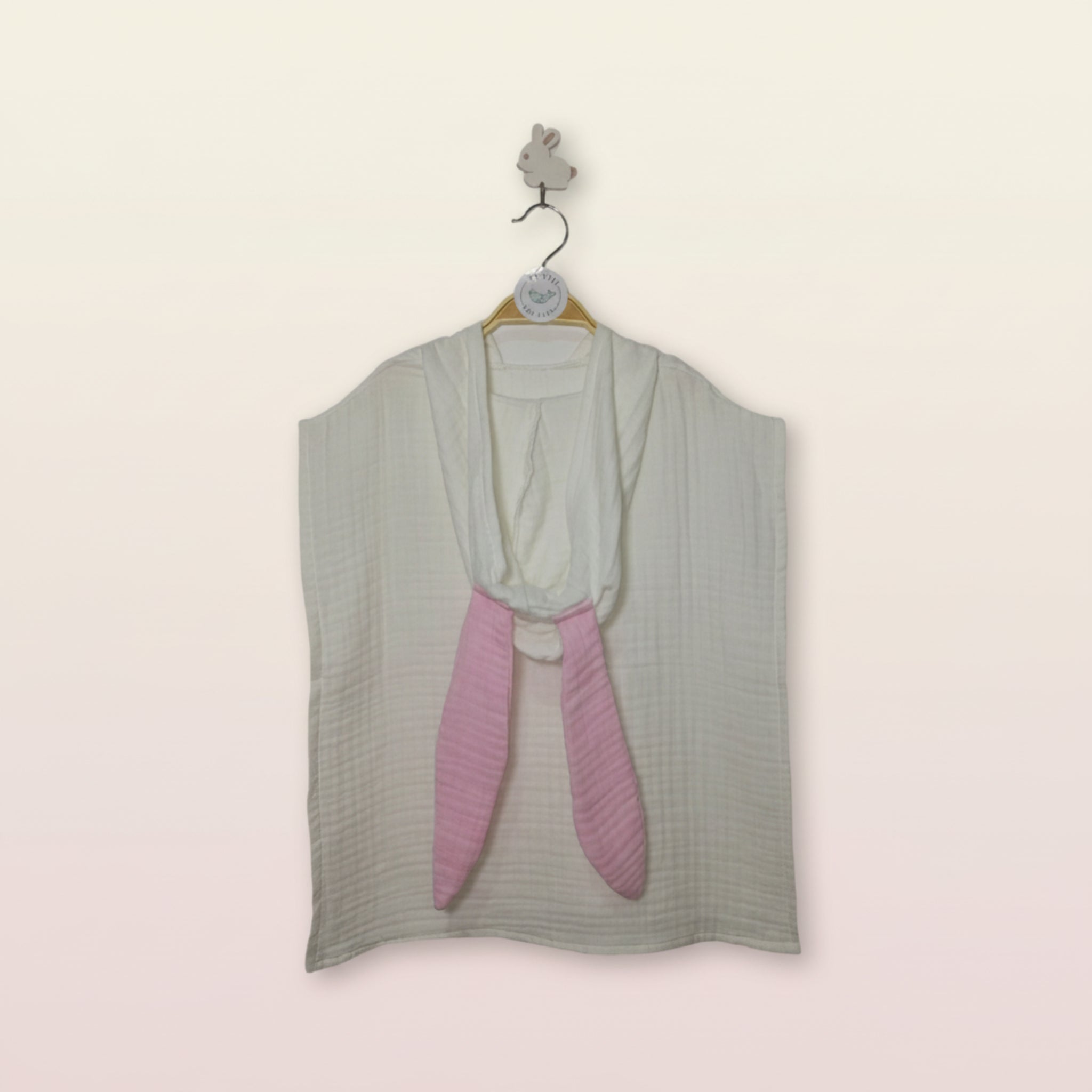 White rabbit pink ears cotton muslin beach poncho image