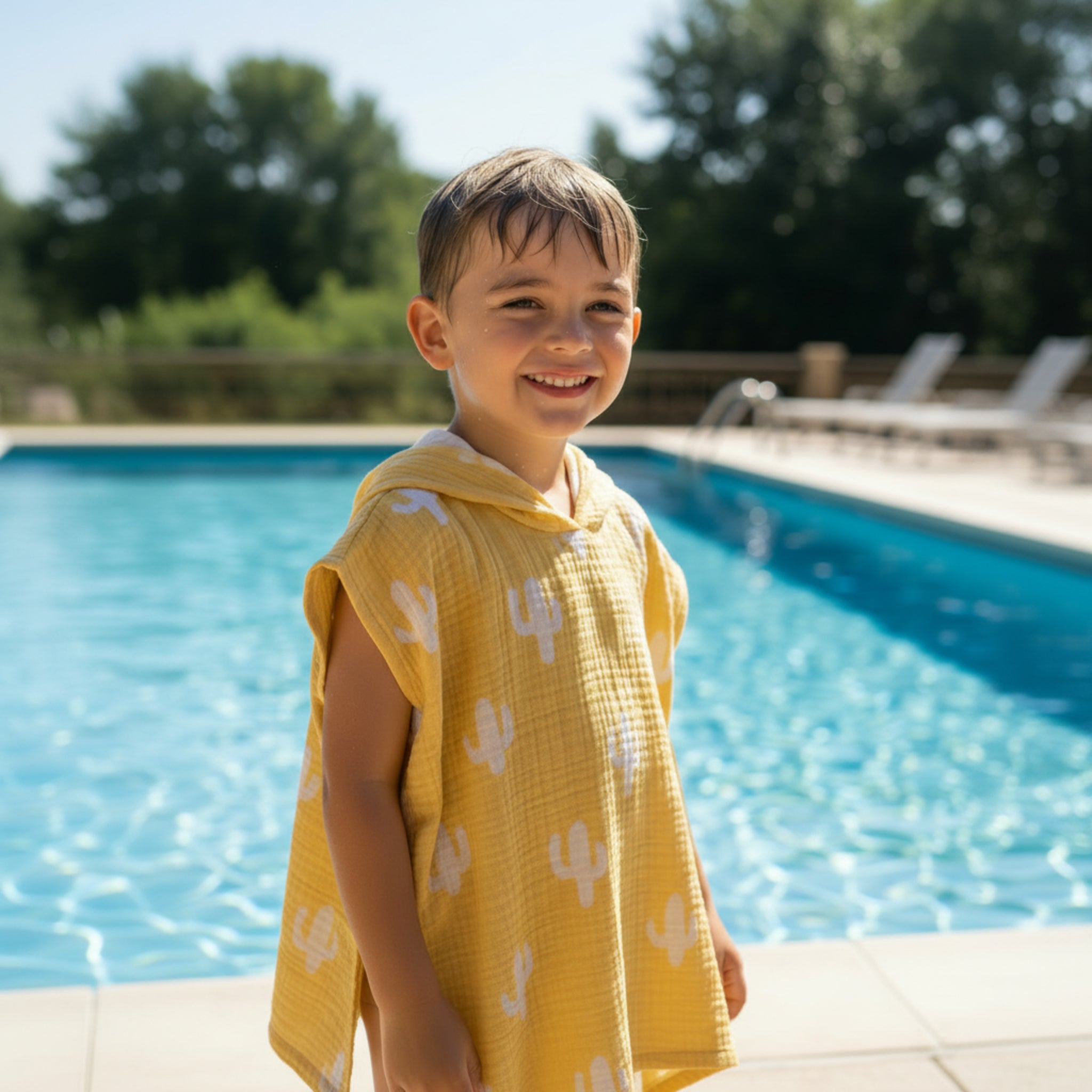 Double Side Cactus Muslin cotton poncho image 0