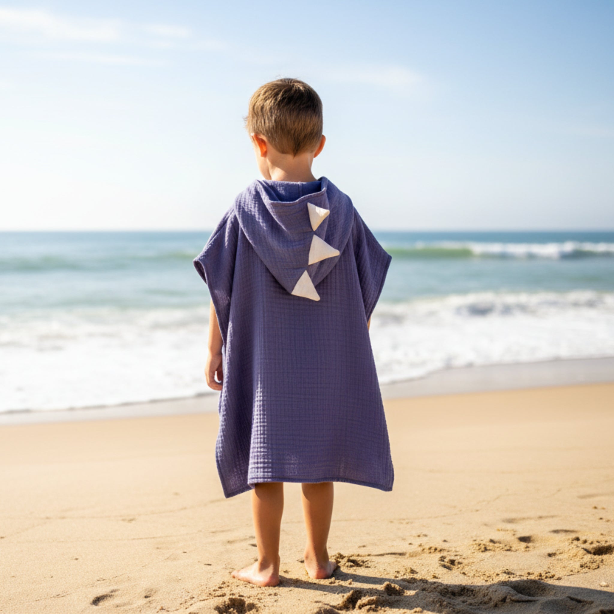 Purple Dino cotton muslin beach poncho image 0