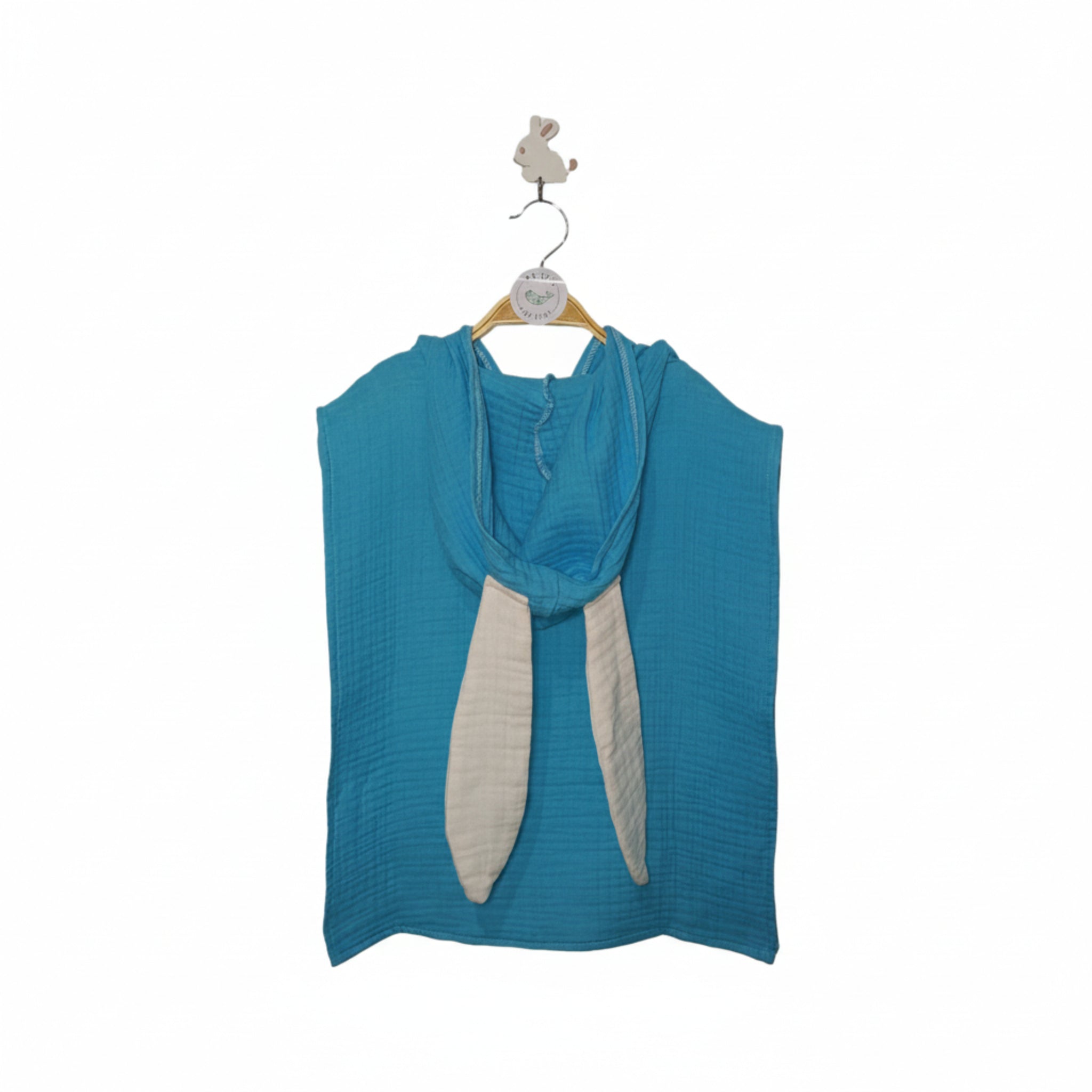 Sky Blue rabbit cotton muslin beach poncho image