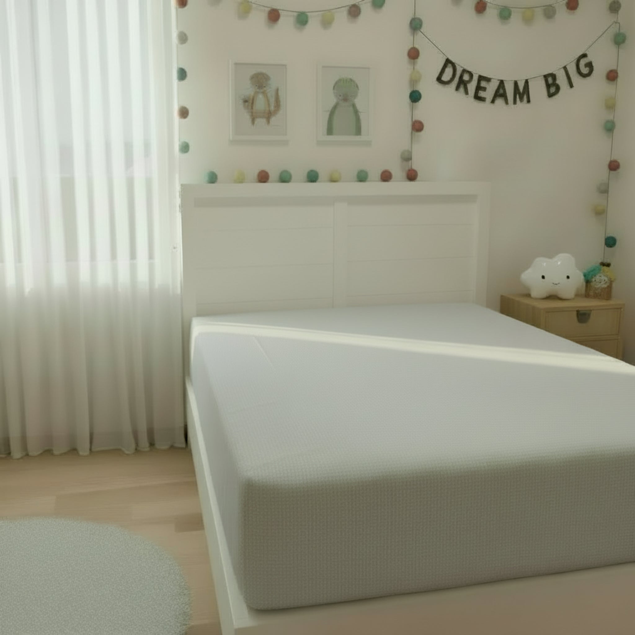 Blue with white squares single bed fittedsheet image 0