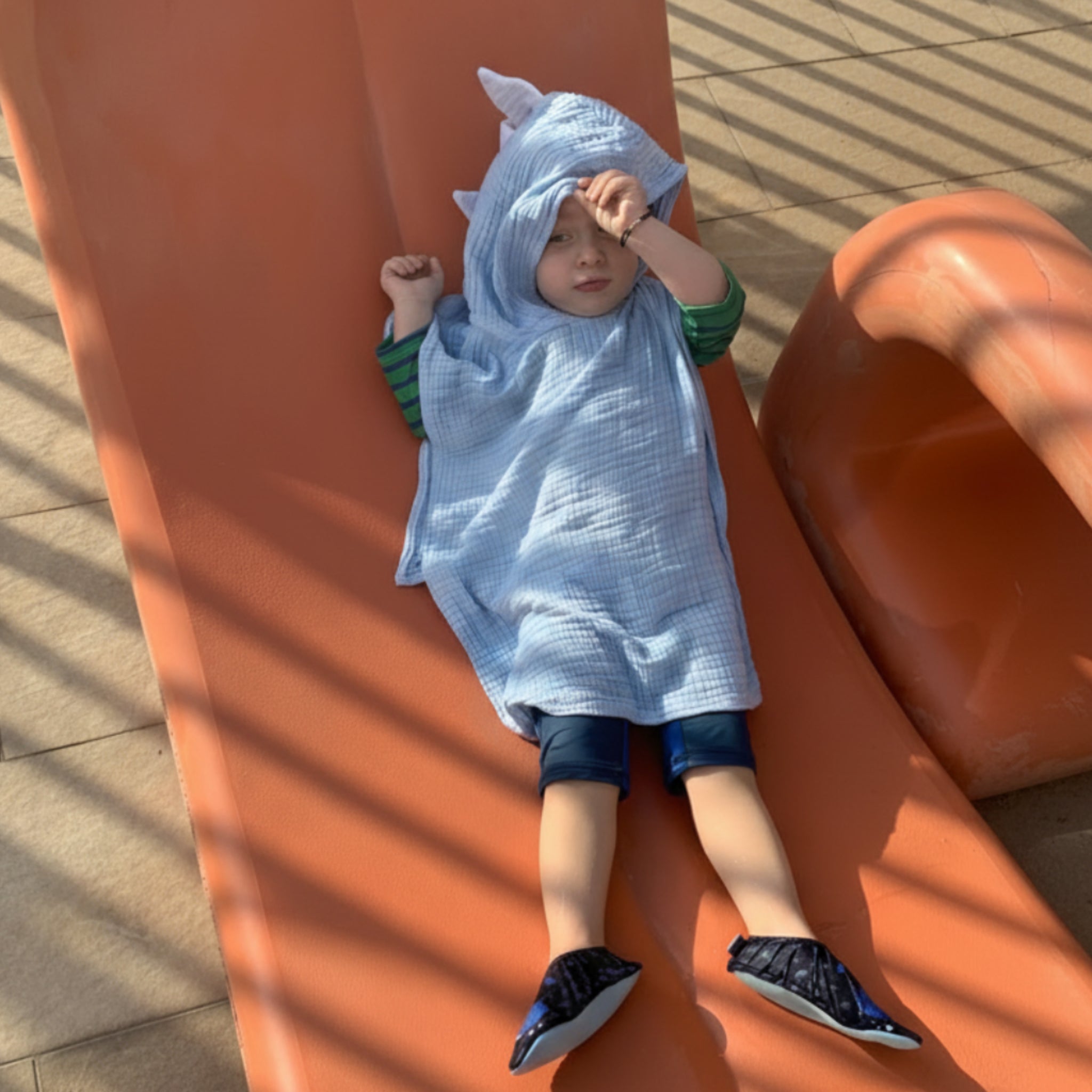 Icy Blue Dino Muslin Poncho image 1