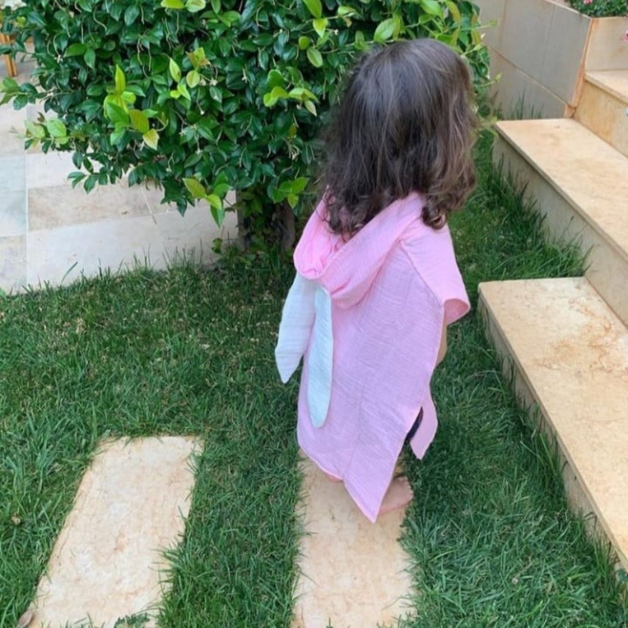 Pink rabbit cotton muslin beach poncho image 1